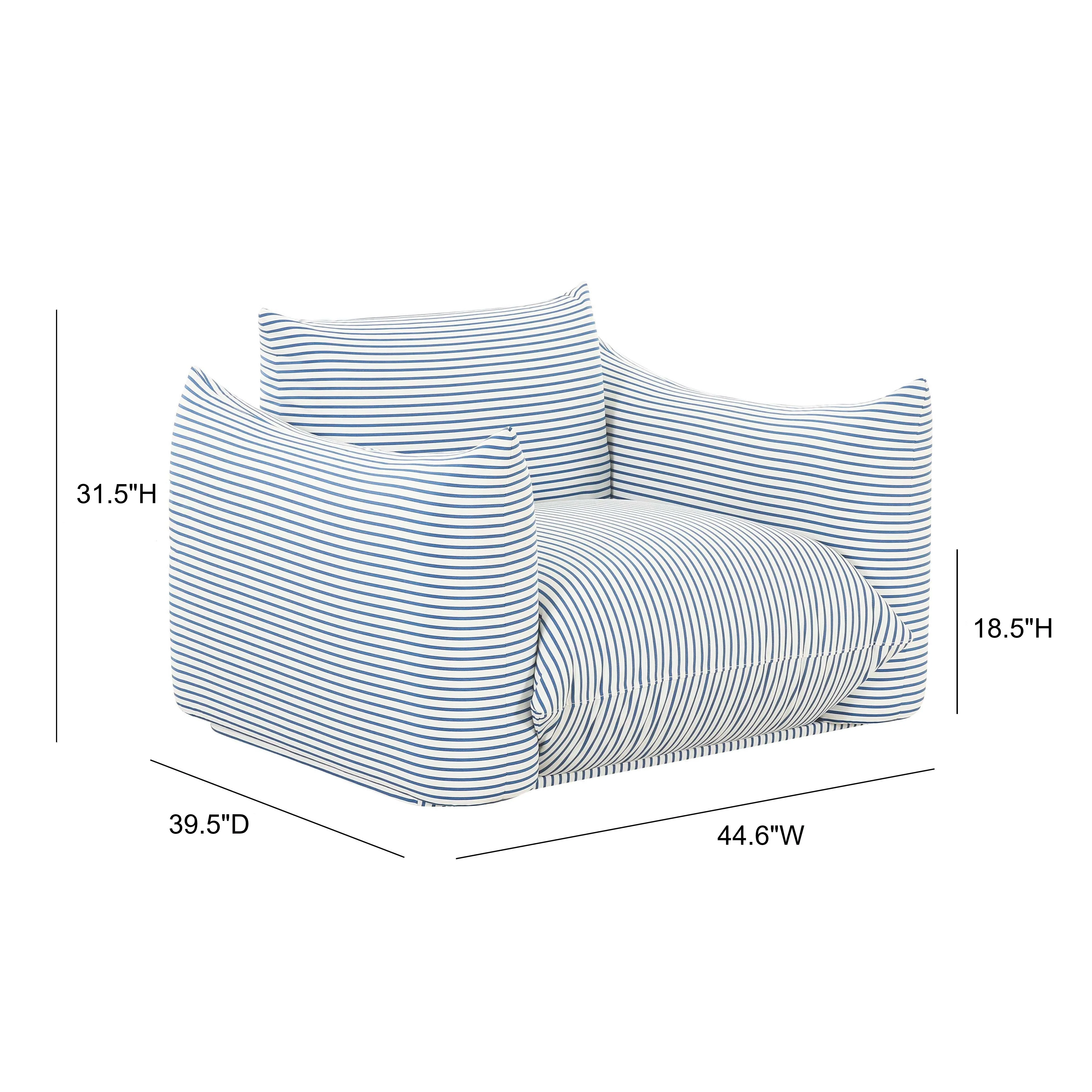 Saint Tropez Pearl and Blue Striped Stuffed Outdoor Armchair - Image 6