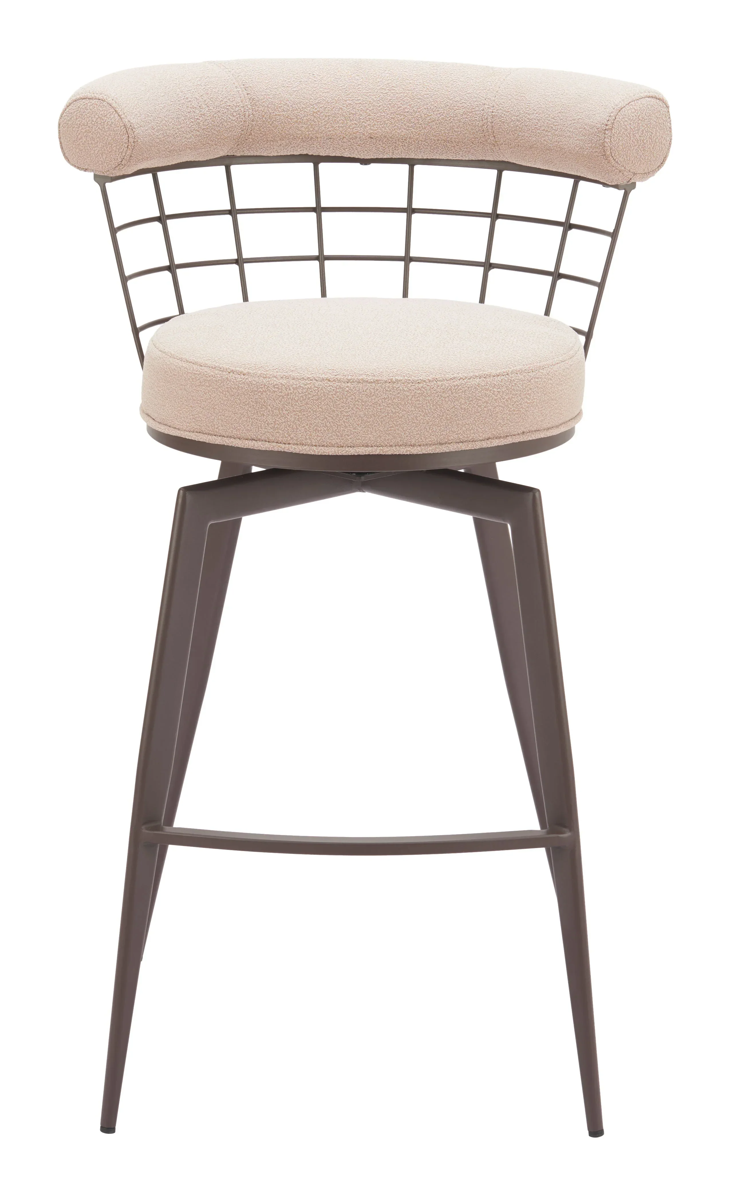 Saku Swivel Barstool Beige & Brown - Image 4