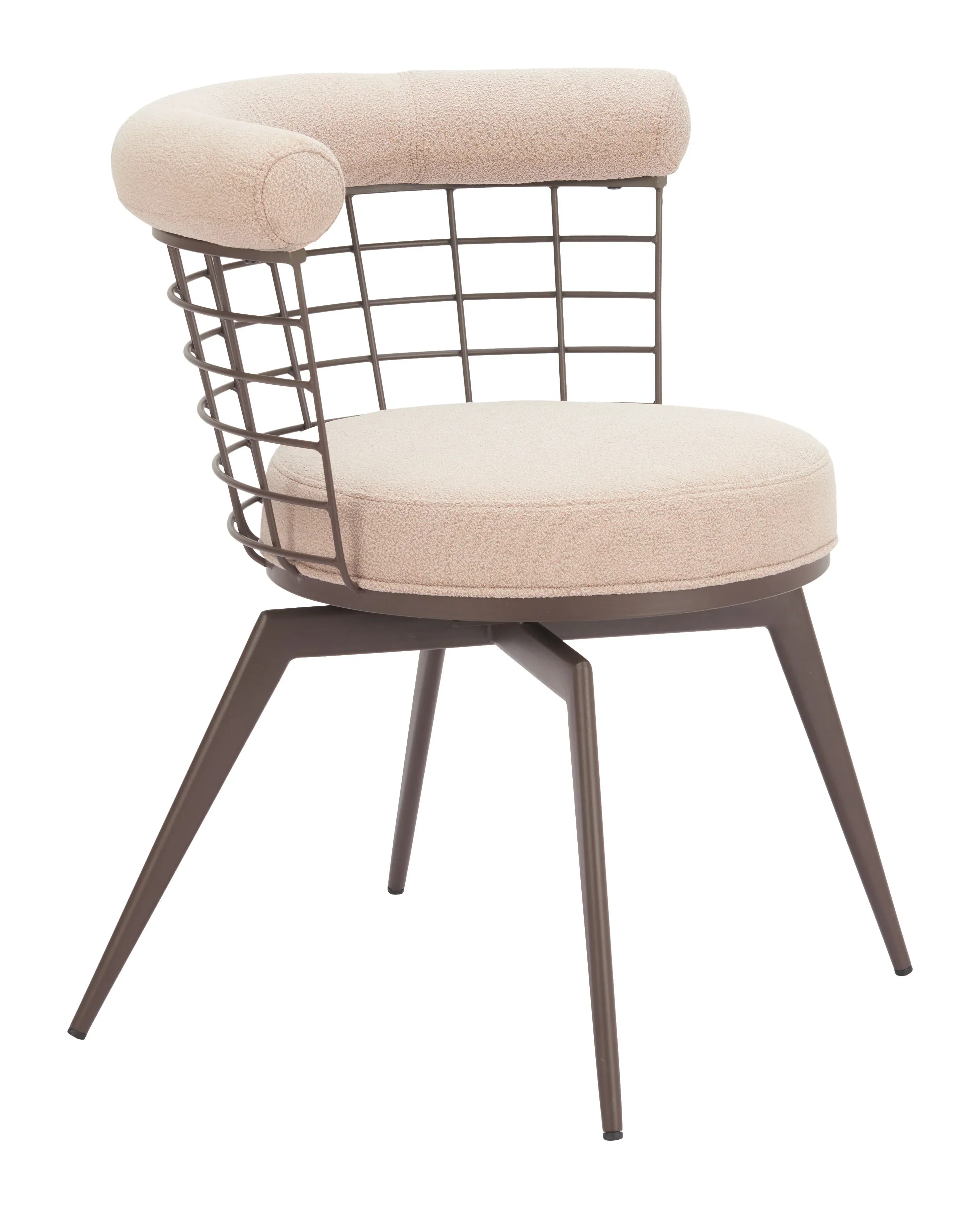 Saku Swivel Dining Chair Beige & Brown - Set of 2