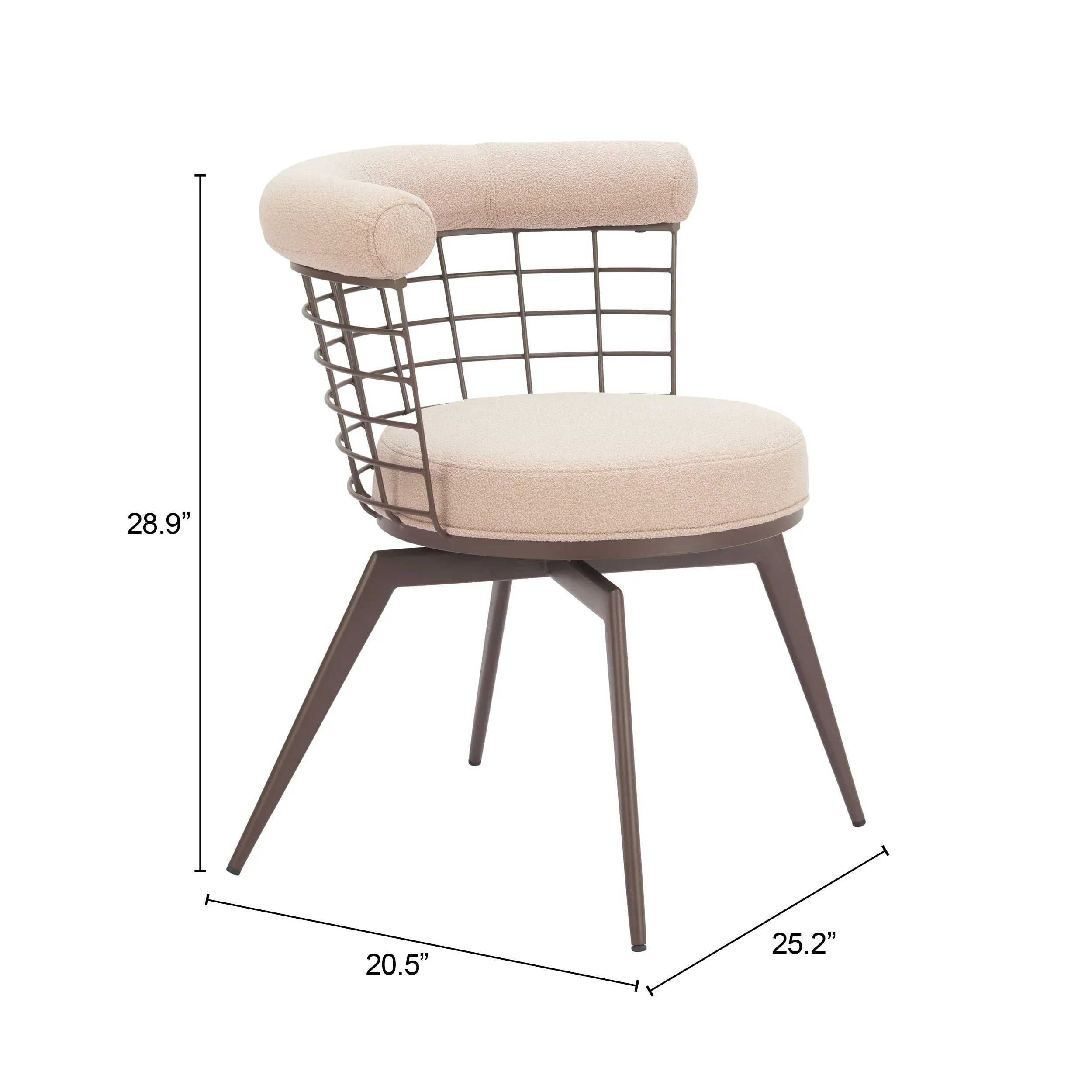 Saku Swivel Dining Chair Beige & Brown - Set of 2 - Image 6