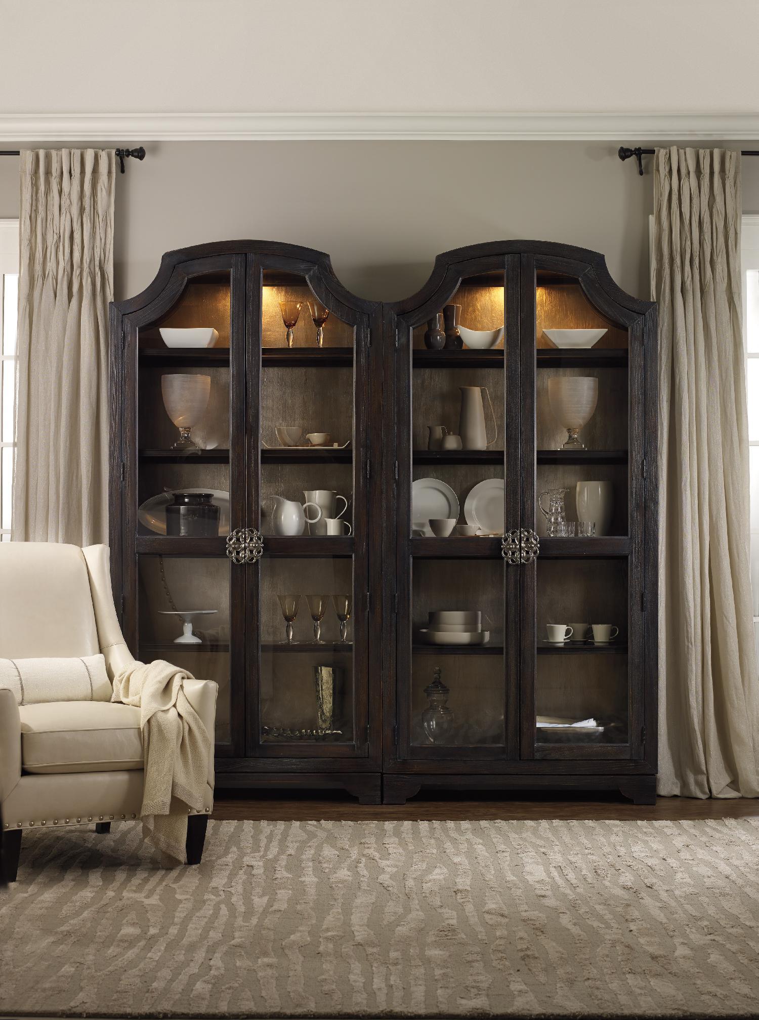 Sanctuary Glass Bunching Curio-Ebony Antiqued Oak - Image 3