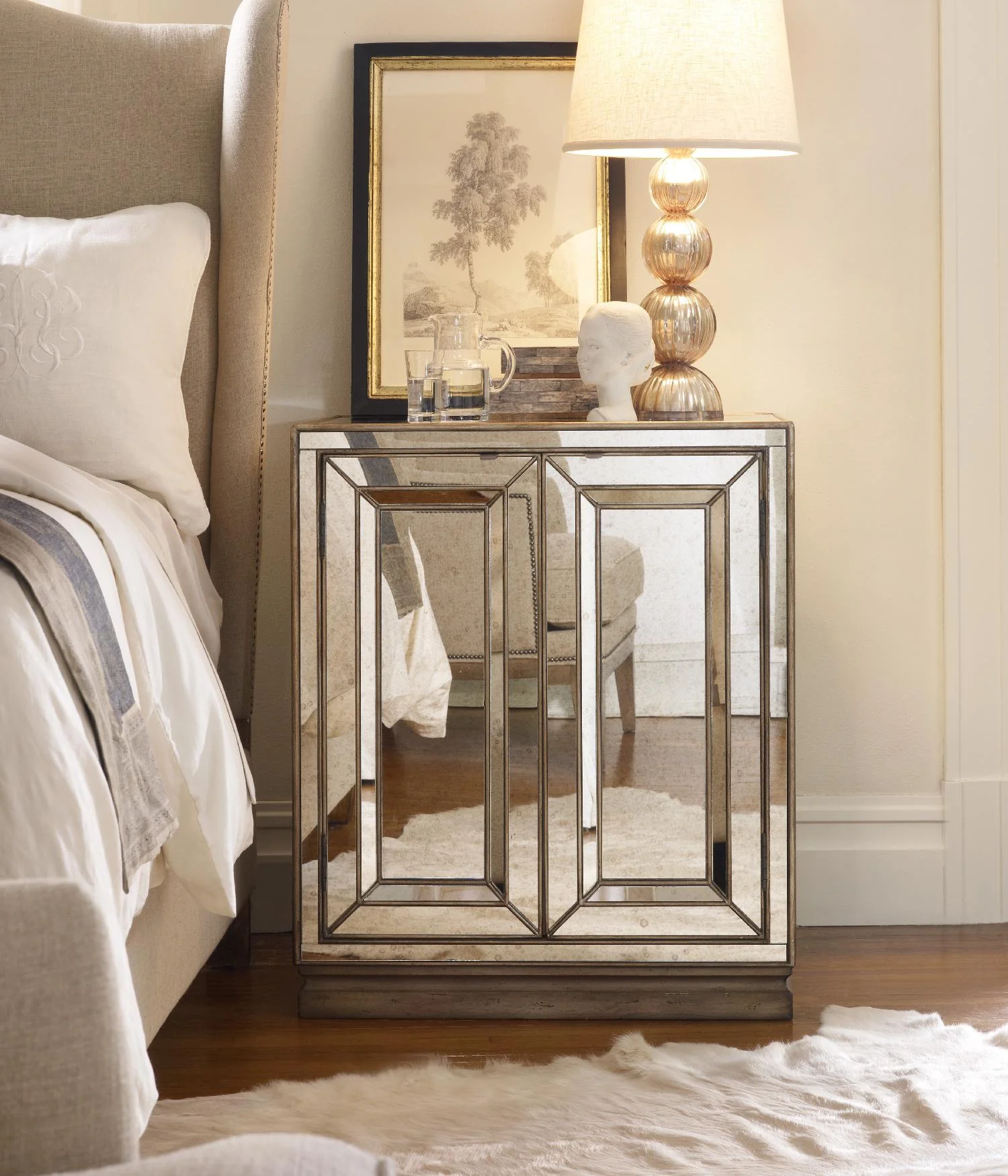 Sanctuary Two-Door Mirrored Nightstand - Visage - Image 2