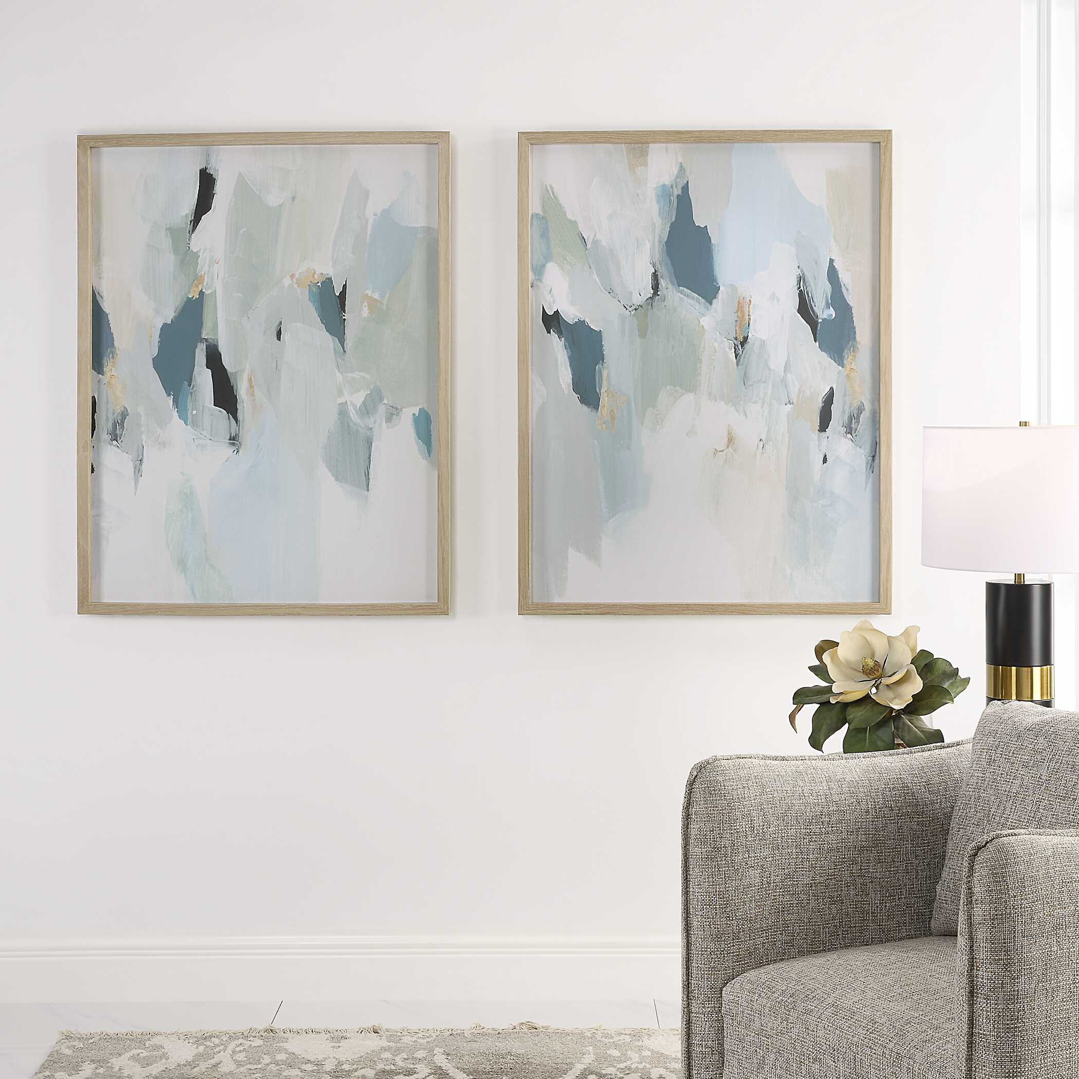 Seabreeze Abstract Framed Canvas Prints - Set of 2 - Image 2