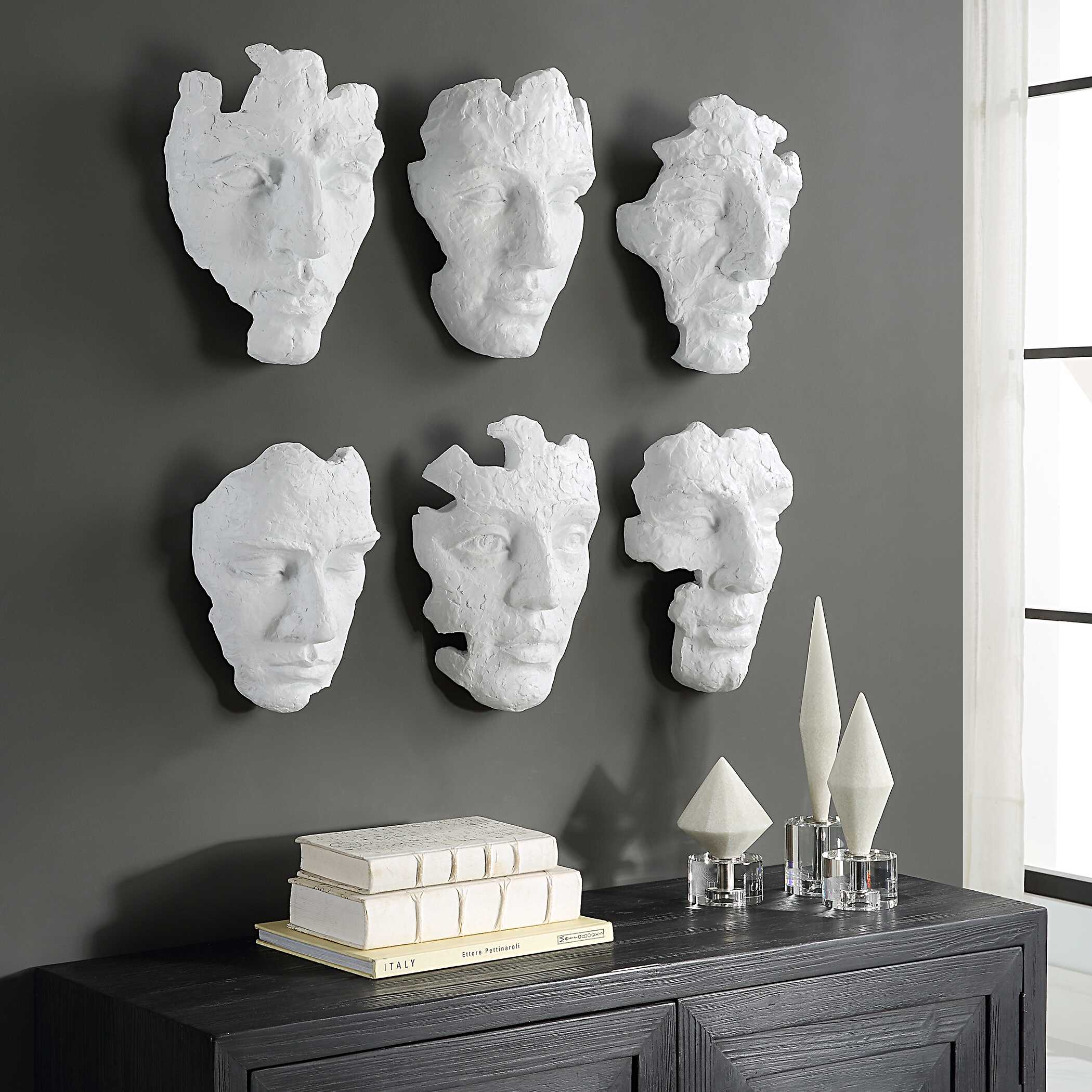 Self-Portrait White Mask Wall Decor - Set of 6 - Image 3