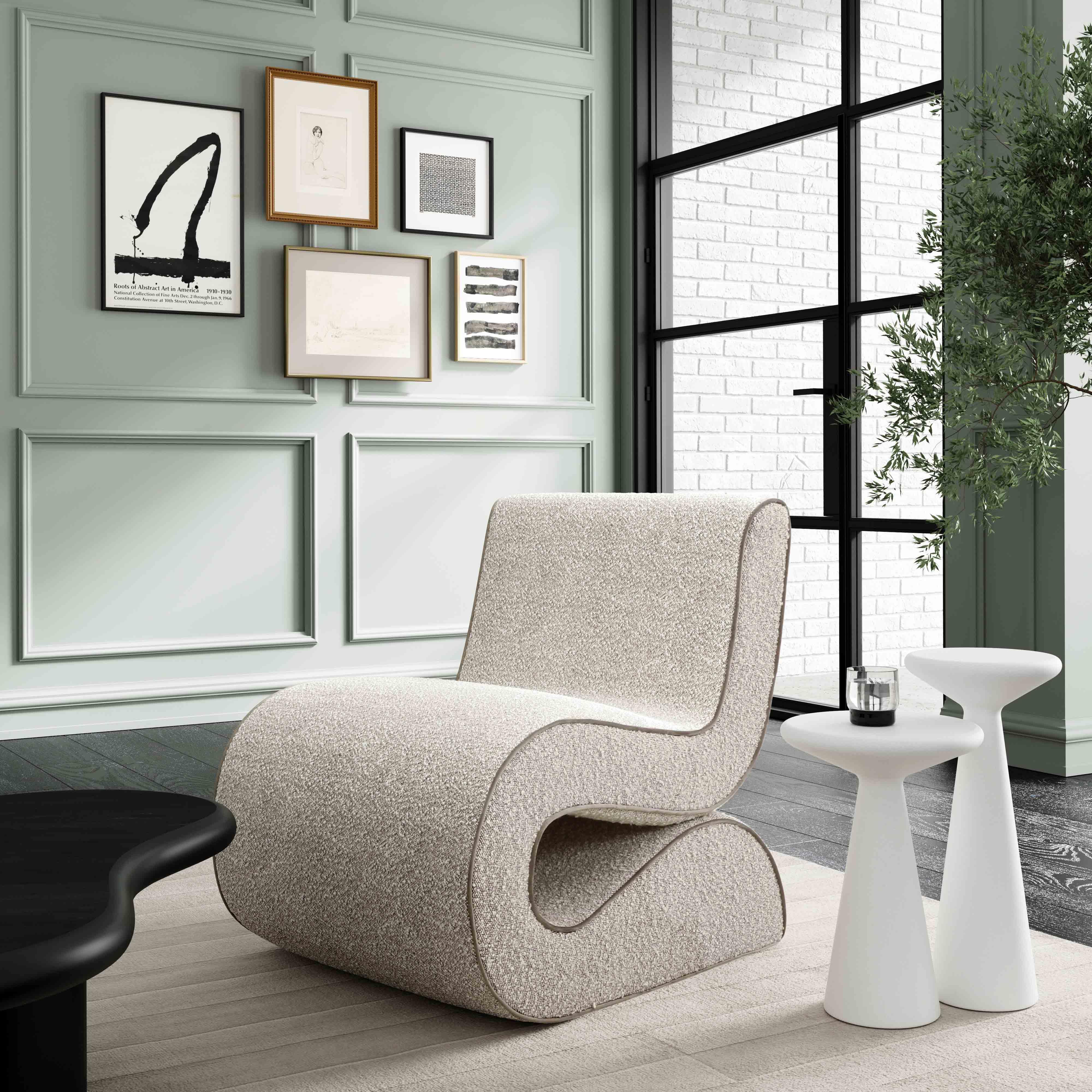 Senna Speckled Grey Boucle Accent Chair - Image 2