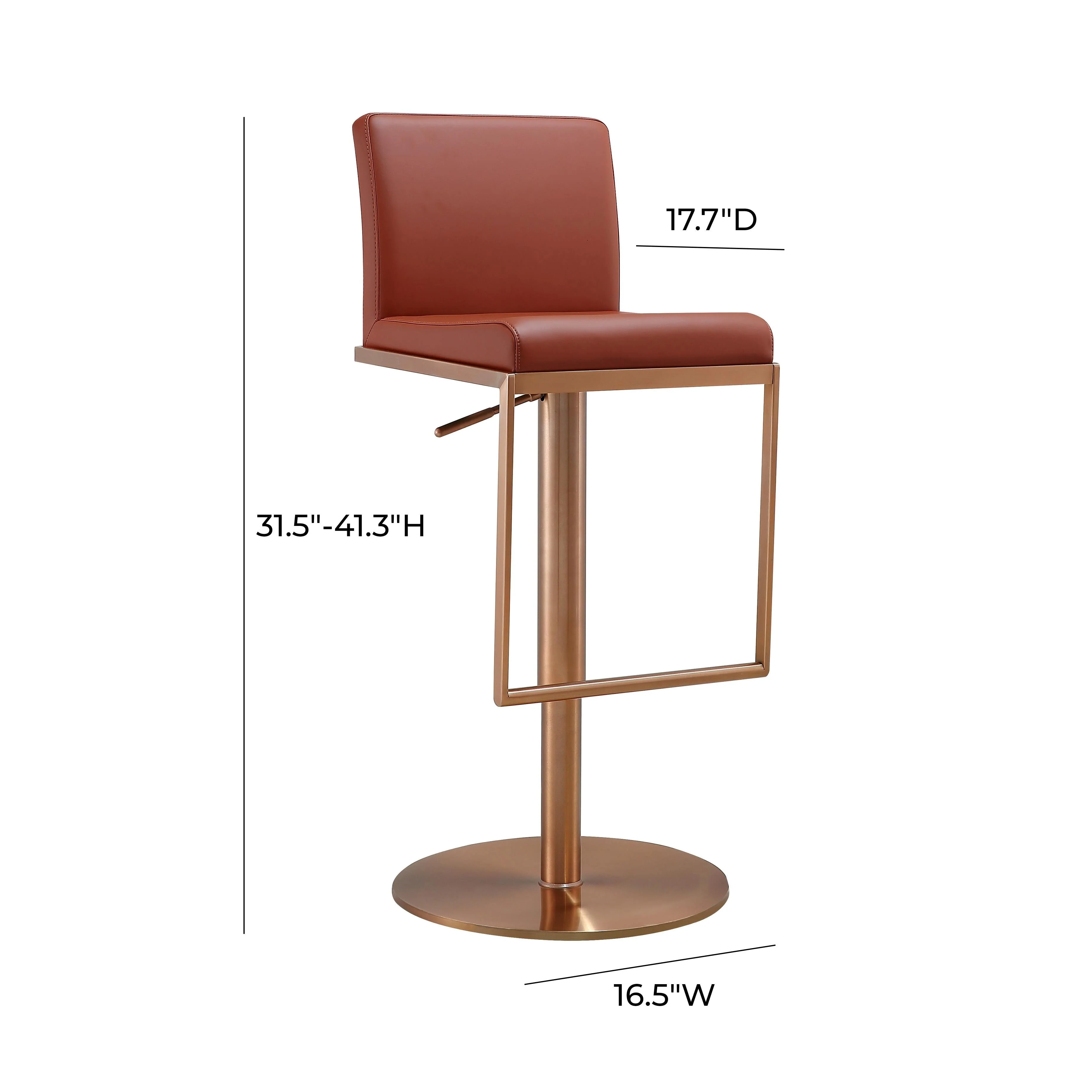 Sentinel Saddle Brown and Rose Gold Adjustable Stool - Image 9