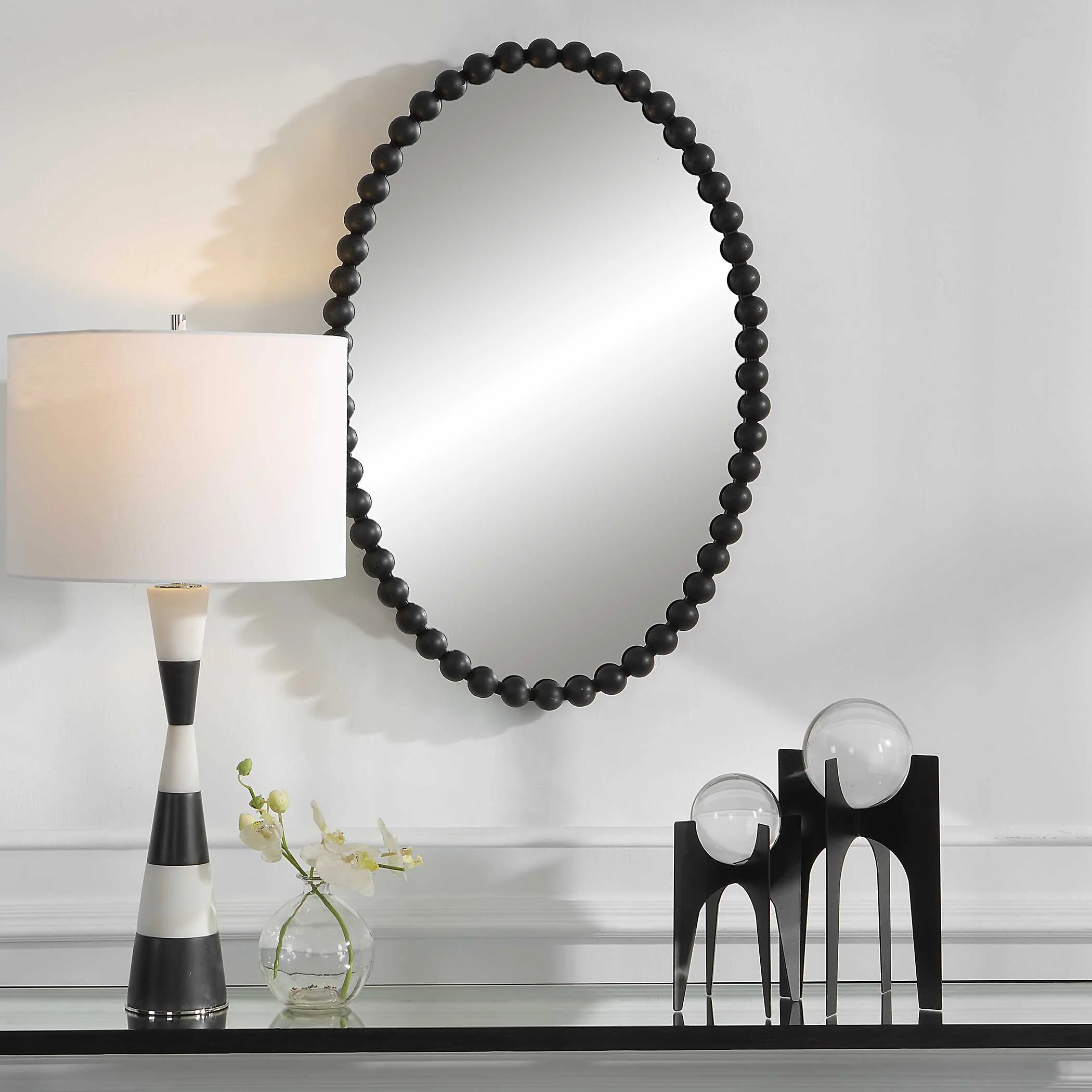 Serna Black Oval Mirror - Image 2