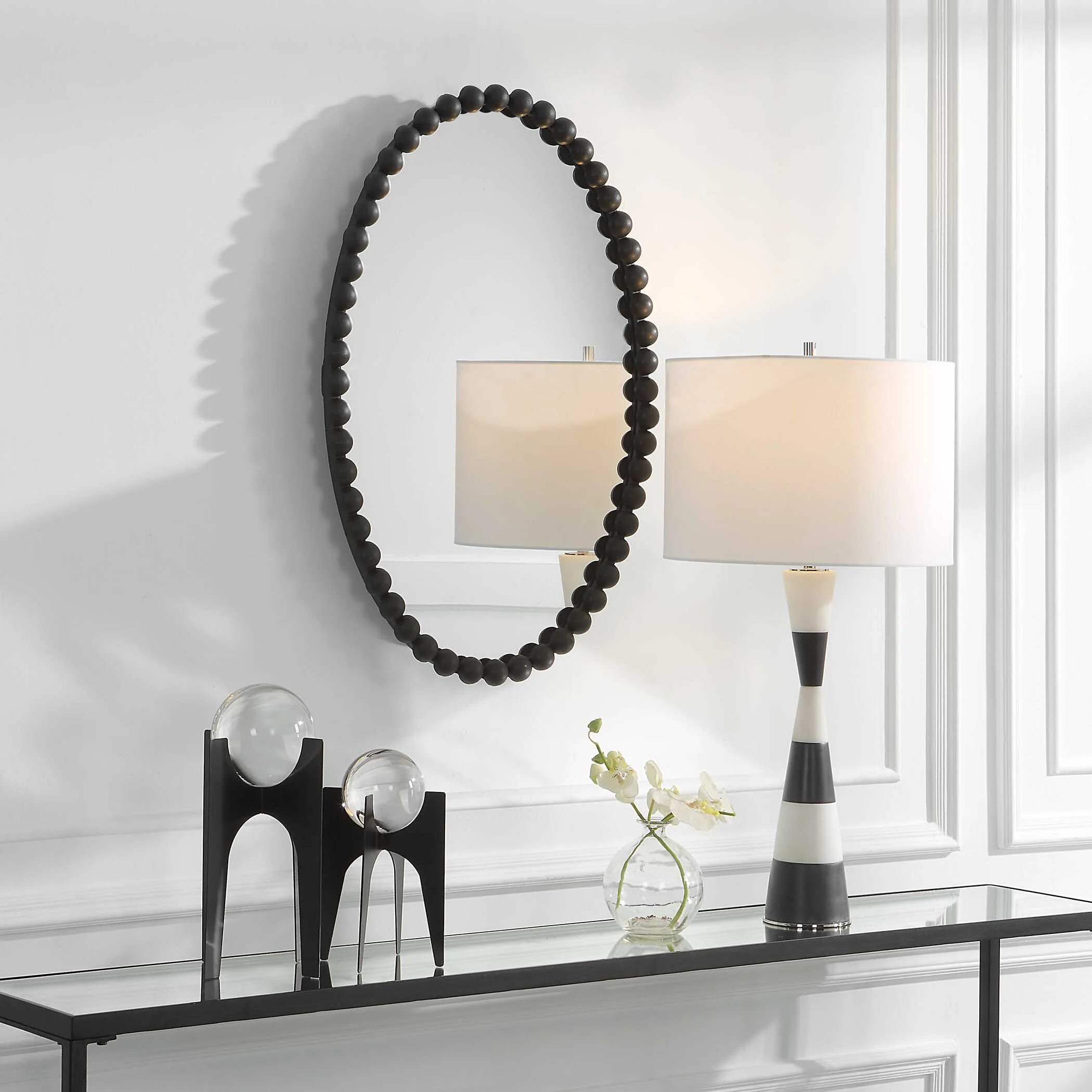 Serna Black Oval Mirror - Image 3