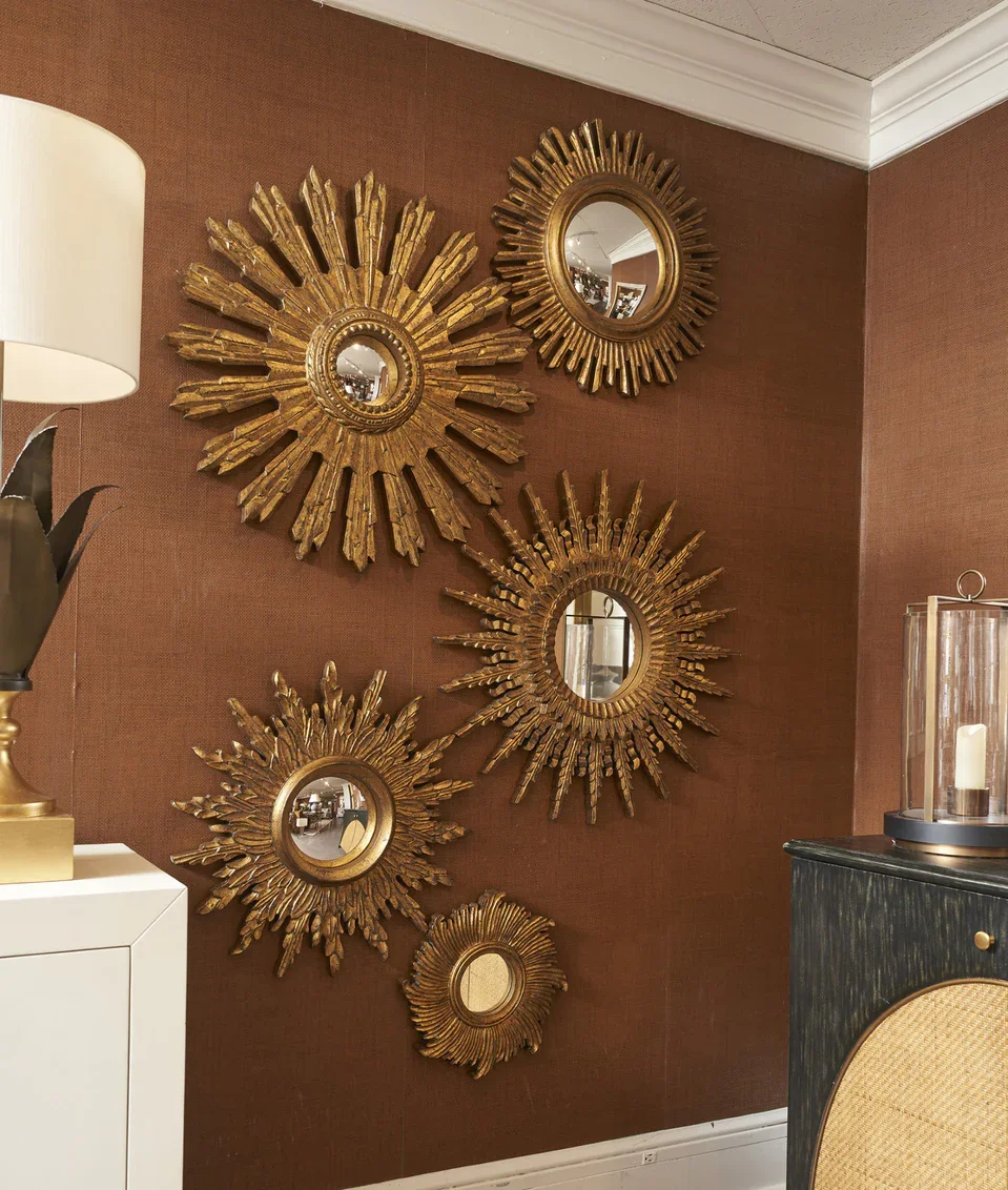 Set of Five Gold Starburst Mirrors - Image 2