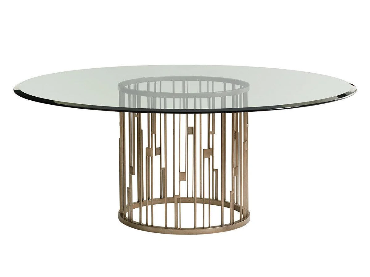 Shadow Play Rendezvous Round Metal Dining Table With 60 Inch Glass Top