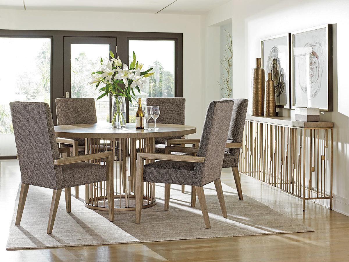 Shadow Play Rendezvous Round Metal Dining Table With Wooden Top - Image 2