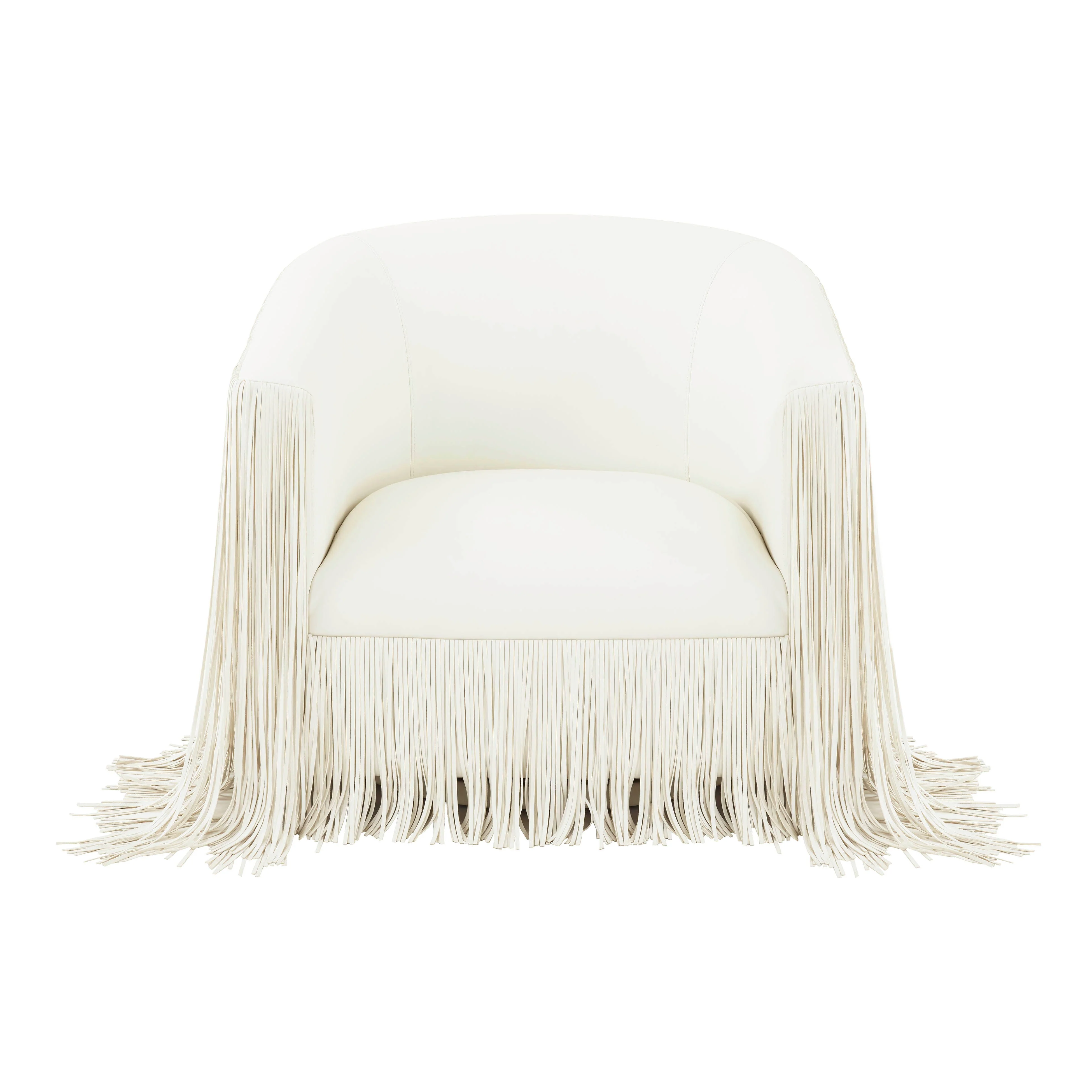 Shag Me Ivory Vegan Leather Swivel Chair - Image 3