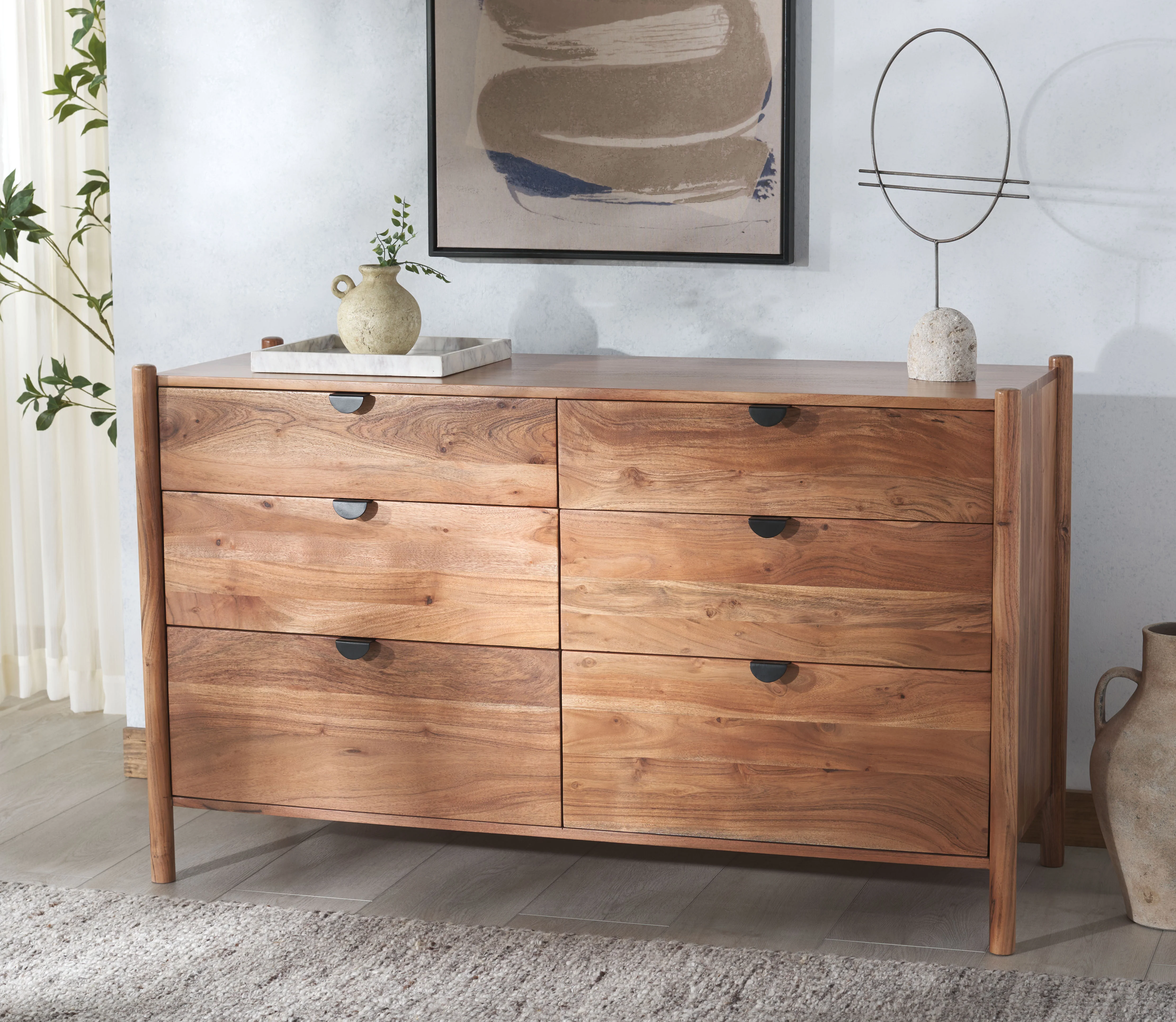 Shanti 6 Drawer Wood Dresser - Image 2
