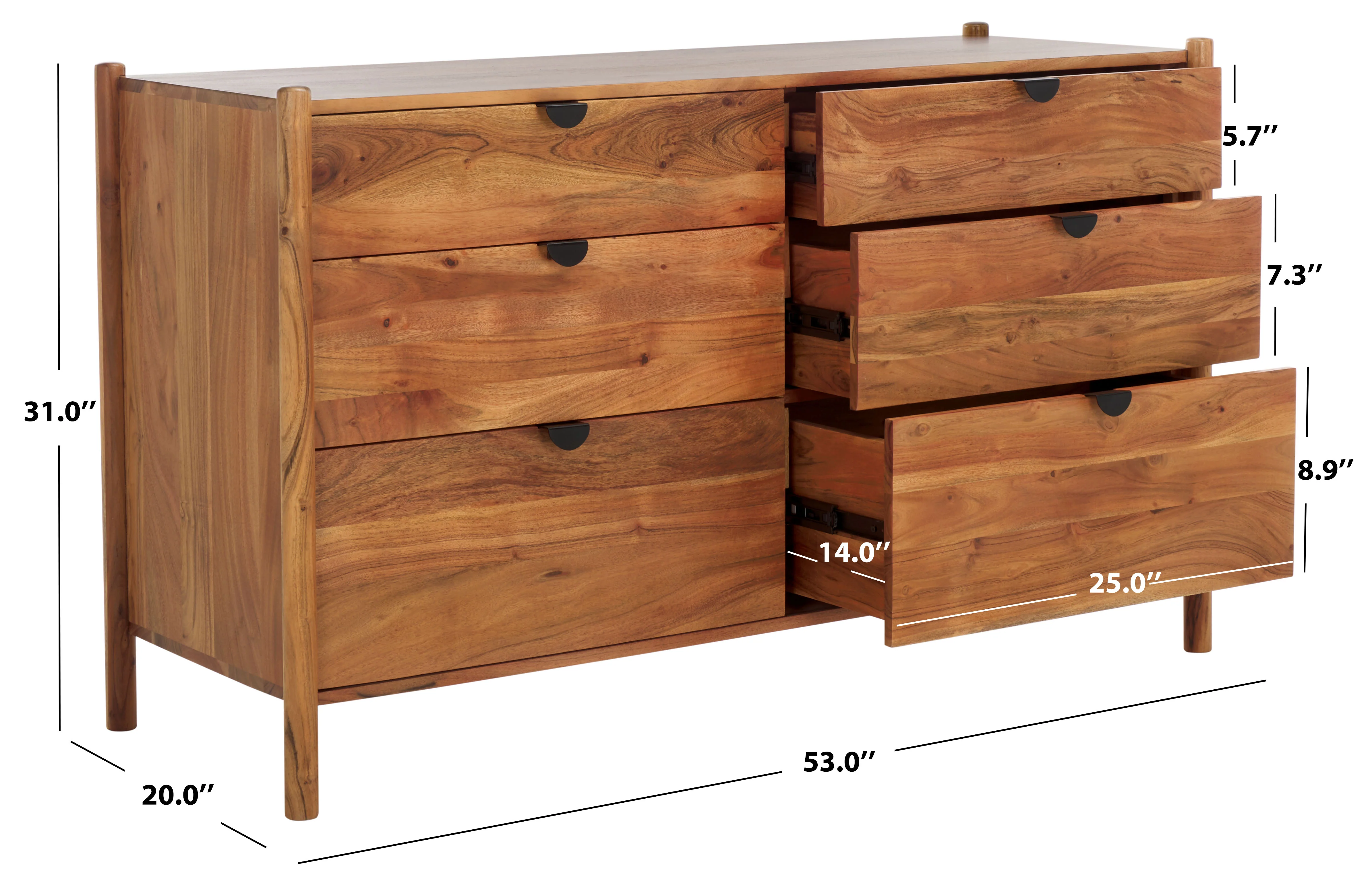 Shanti 6 Drawer Wood Dresser - Image 6