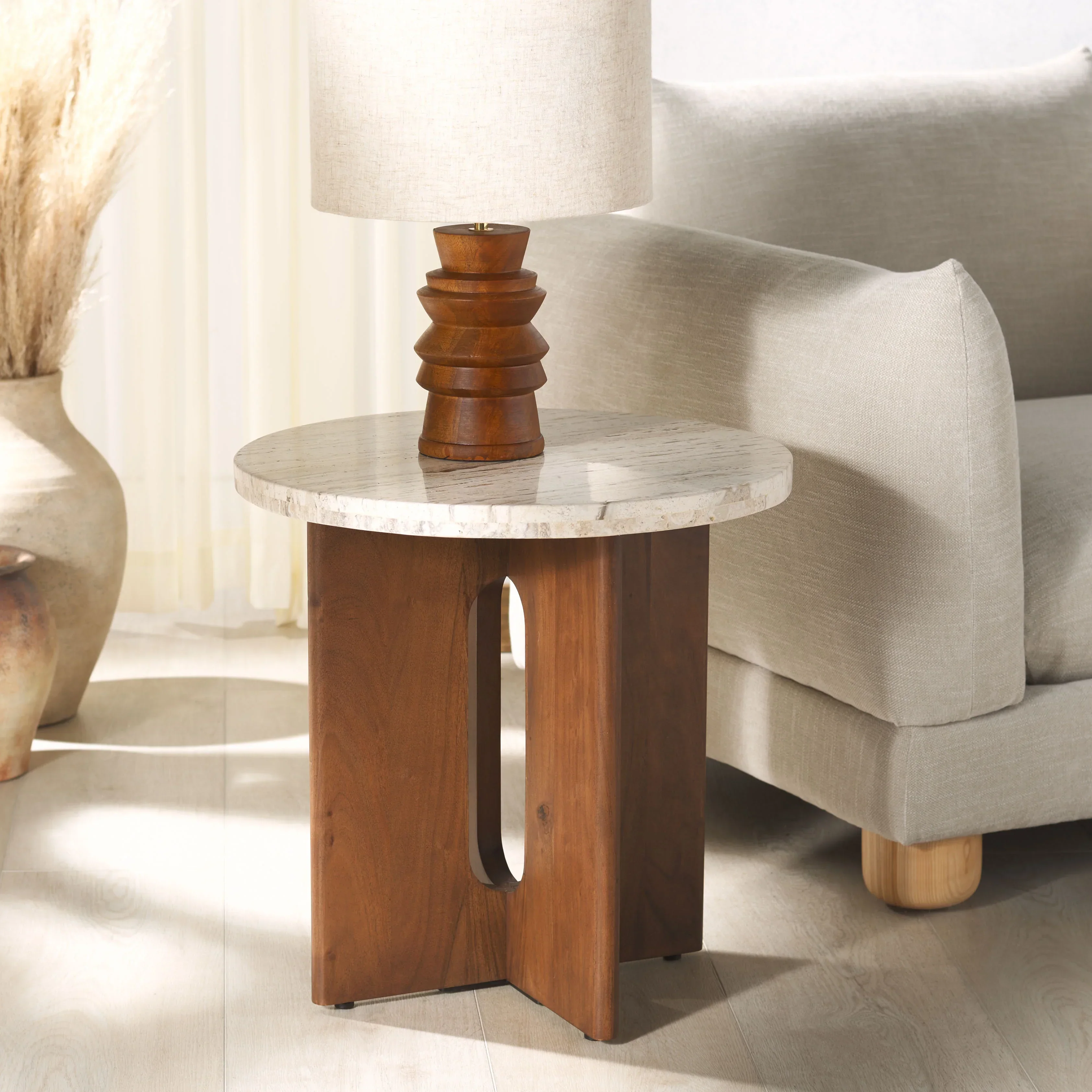 Shayna Travertine Accent Table - Image 2