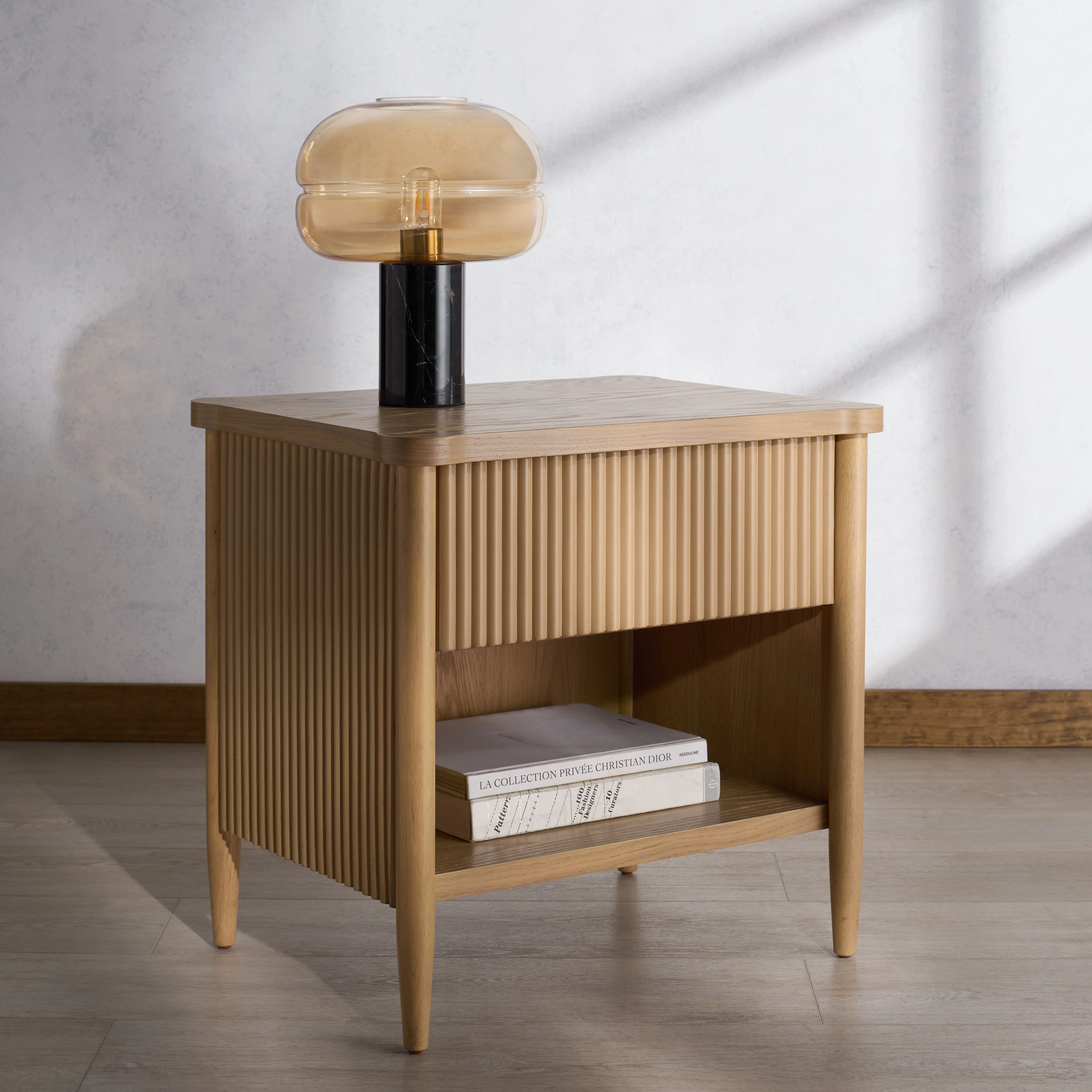Shelbie 1 Drawer Reeded Nightstand - Image 4
