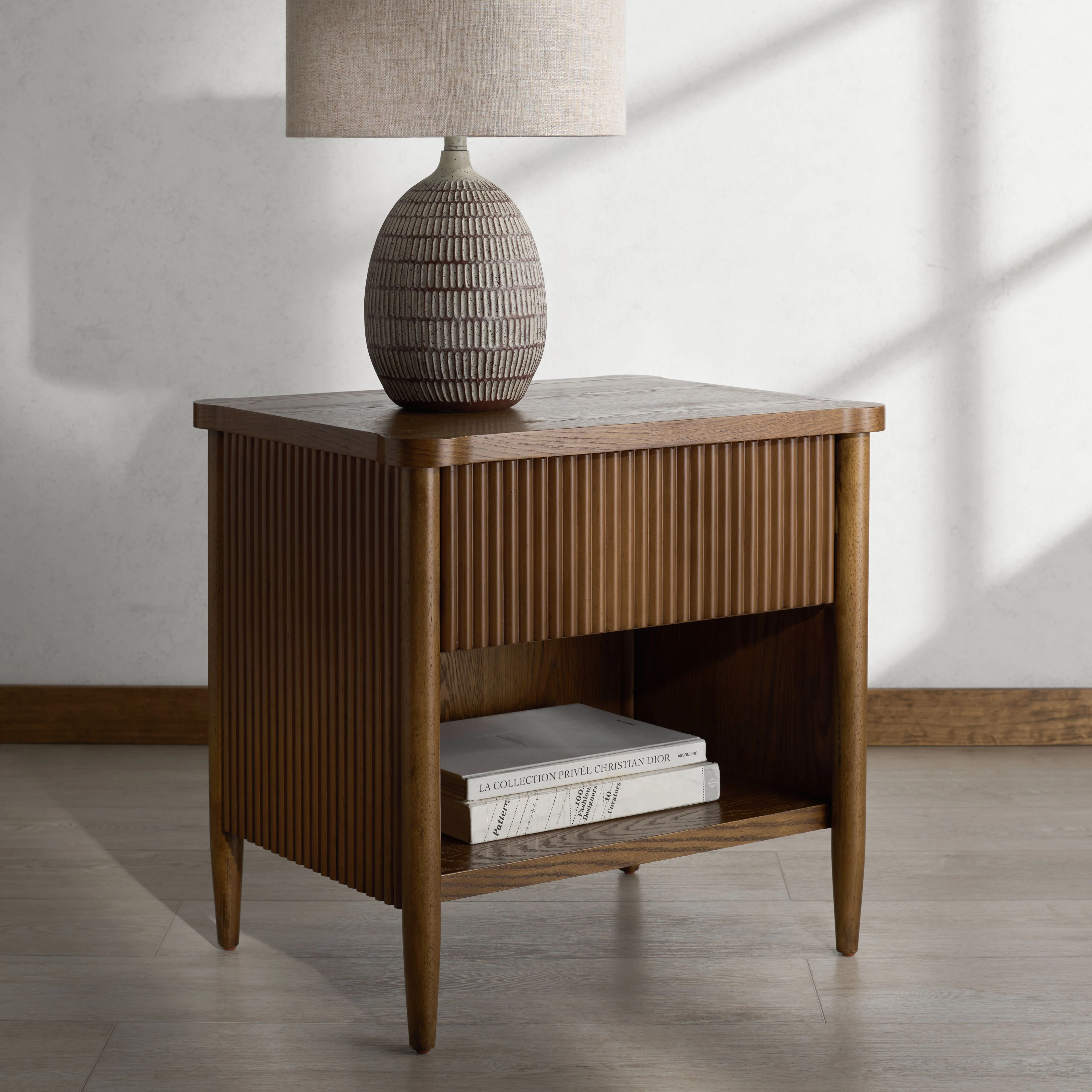 Shelbie 1 Drawer Reeded Nightstand - Image 6