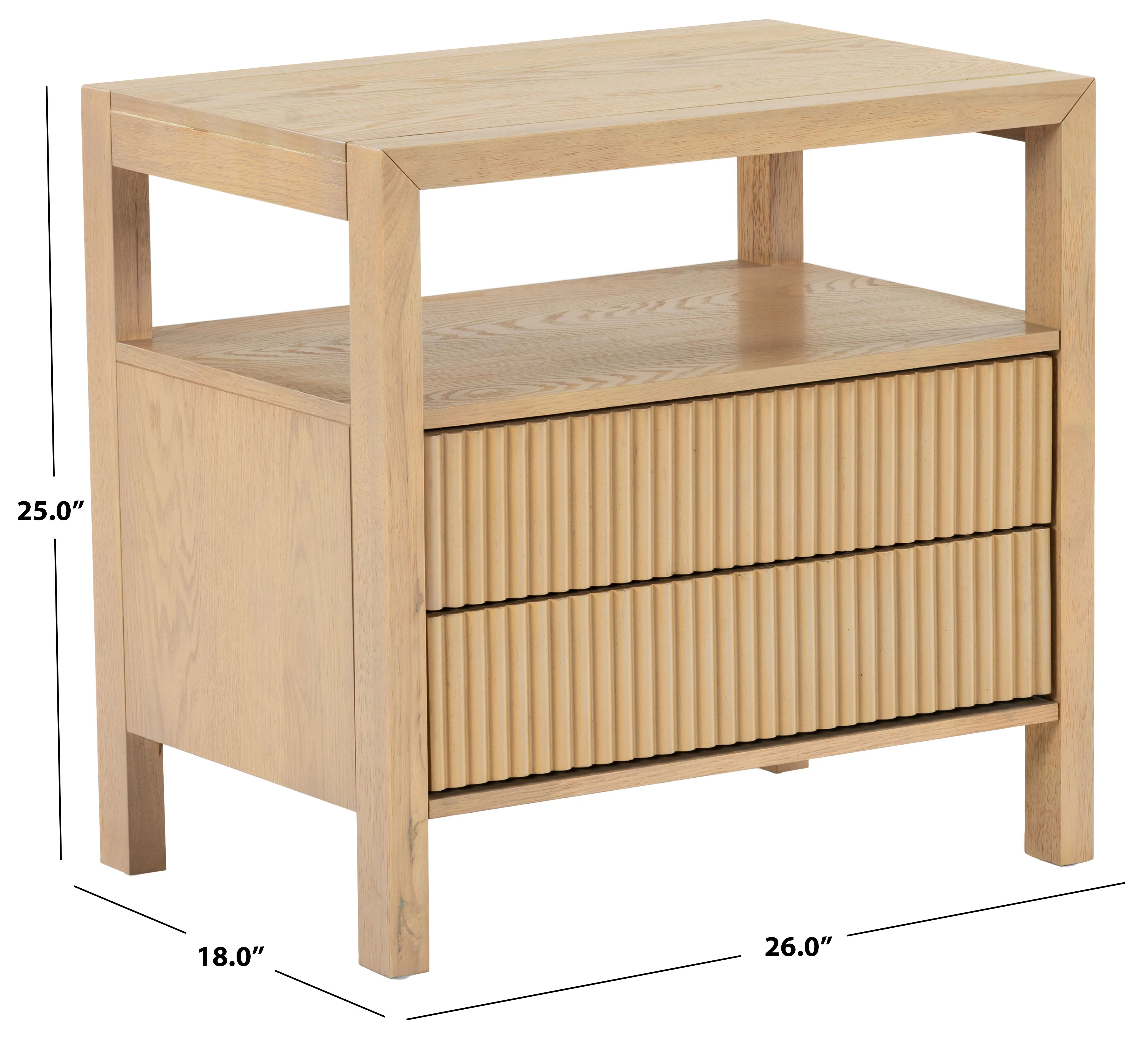 Shelbie 2 Drawer Reeded Nightstand - Image 2