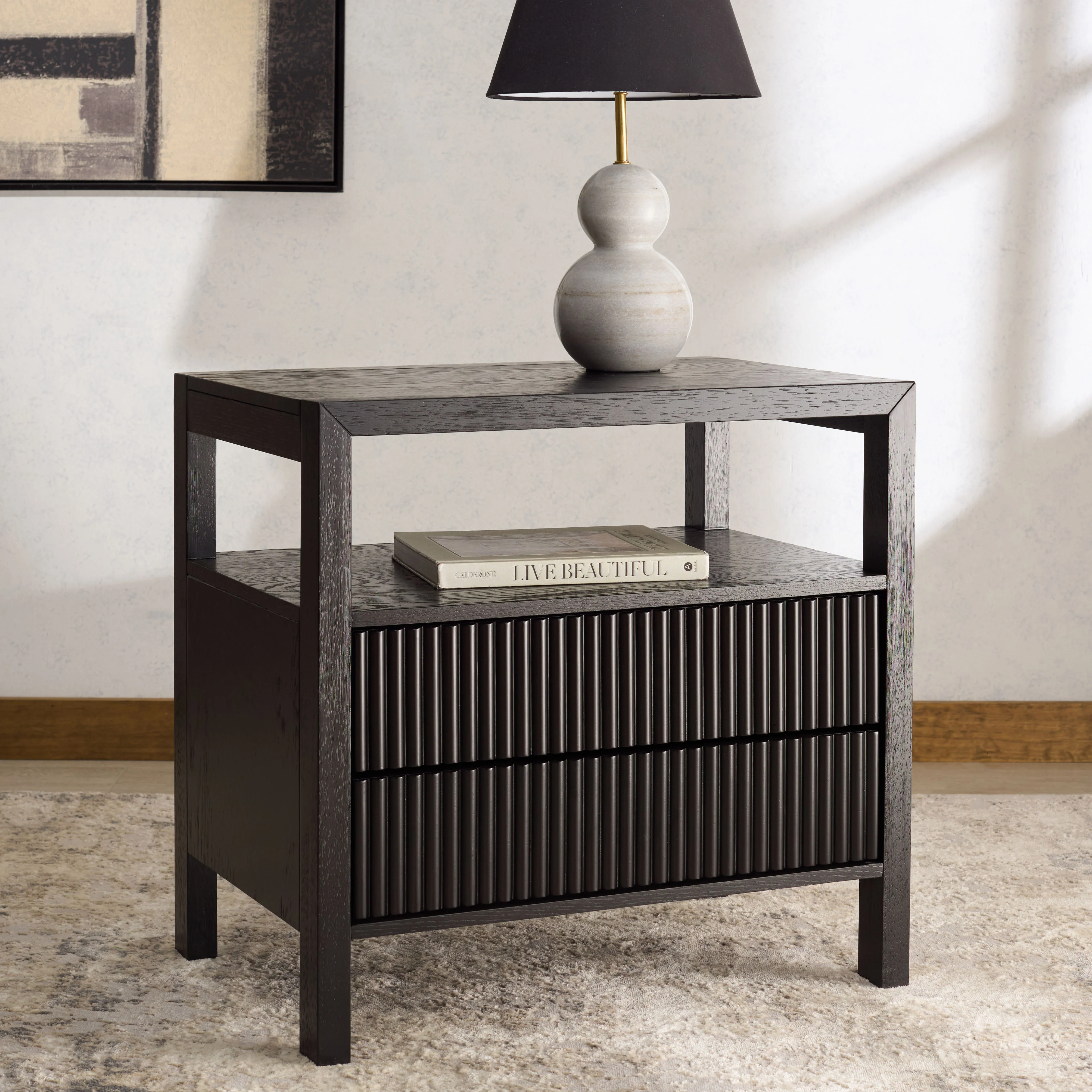 Shelbie 2 Drawer Reeded Nightstand - Image 24