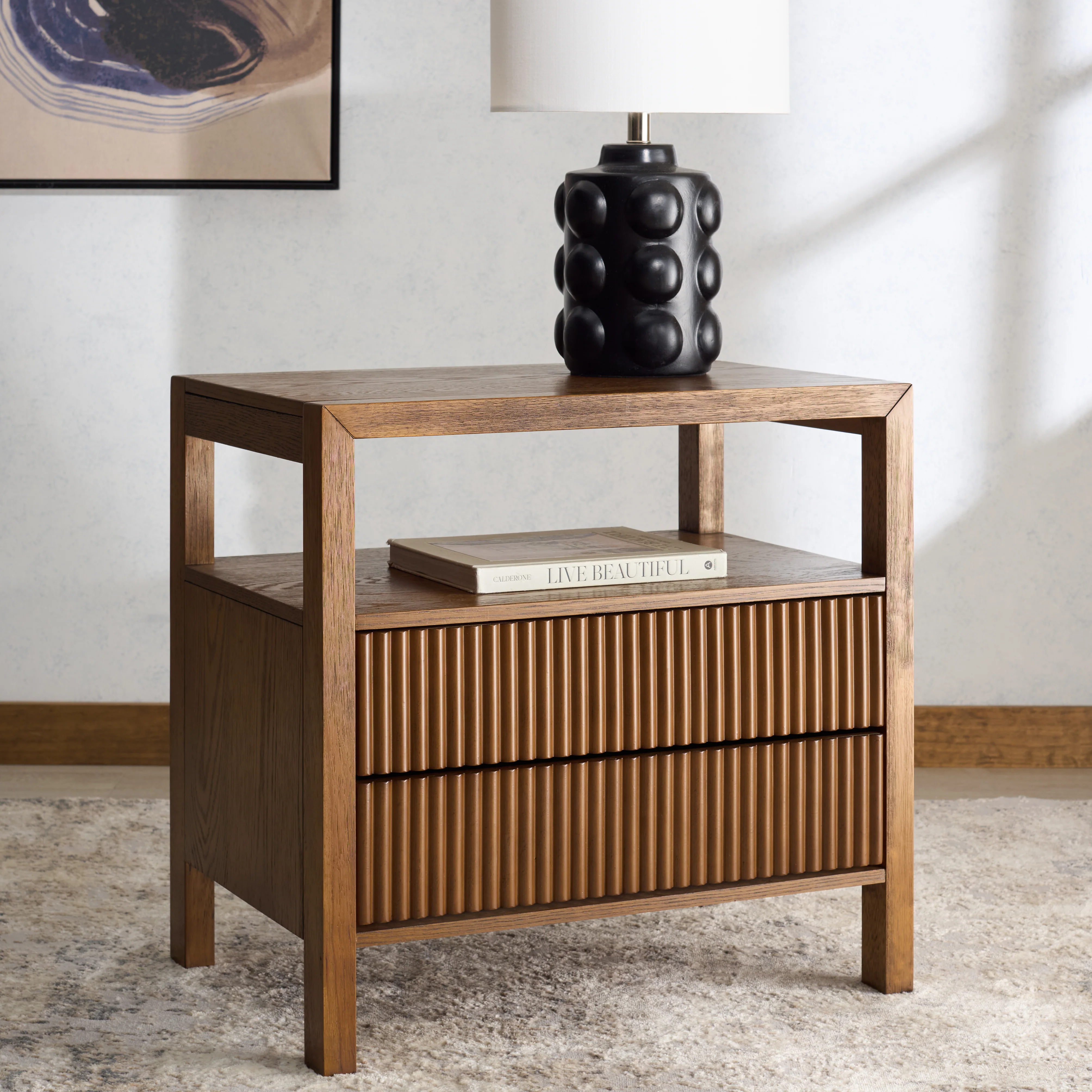 Shelbie 2 Drawer Reeded Nightstand - Image 40