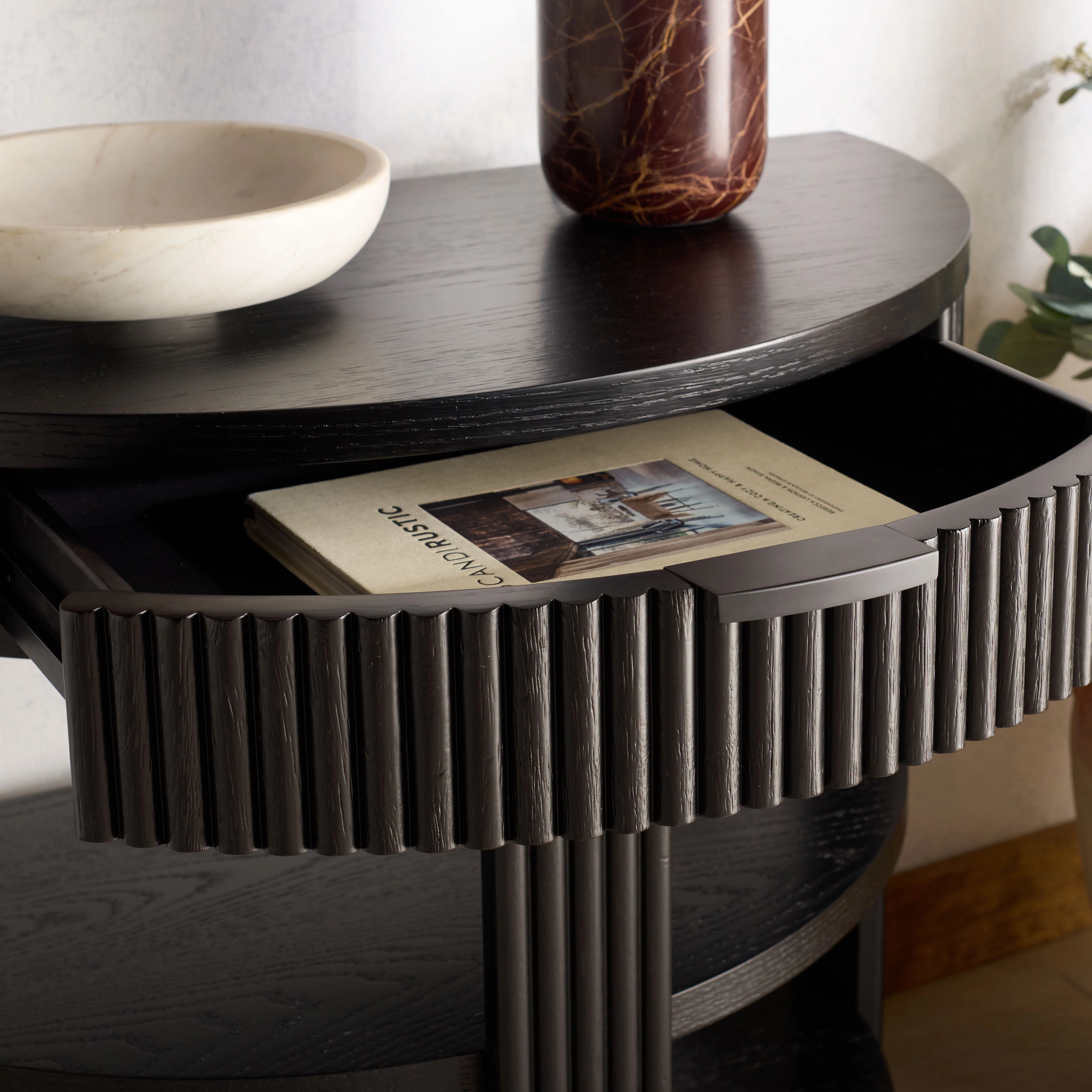 Shelbie Reeded Half Moon Console Table - Image 35