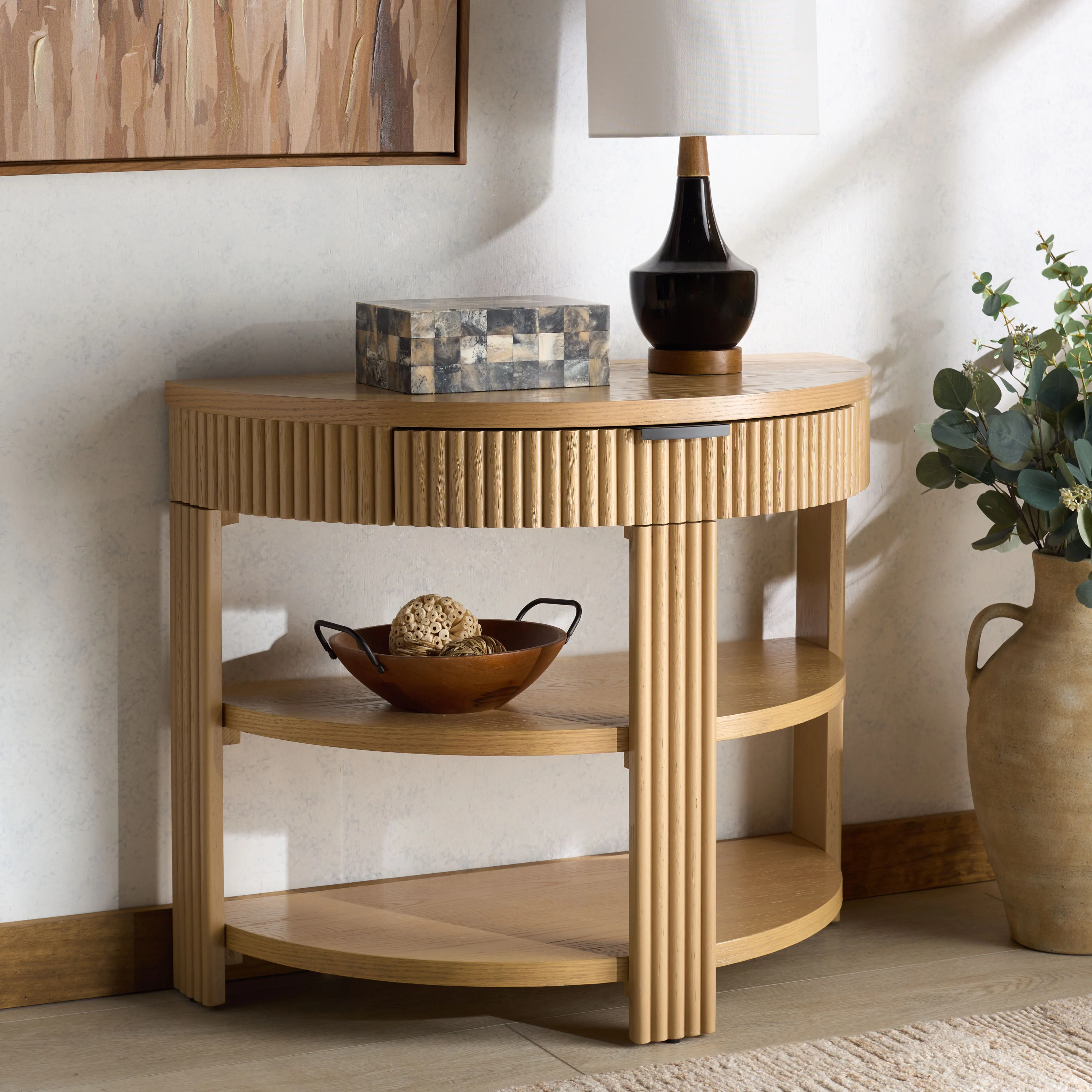Shelbie Reeded Half Moon Console Table - Image 4