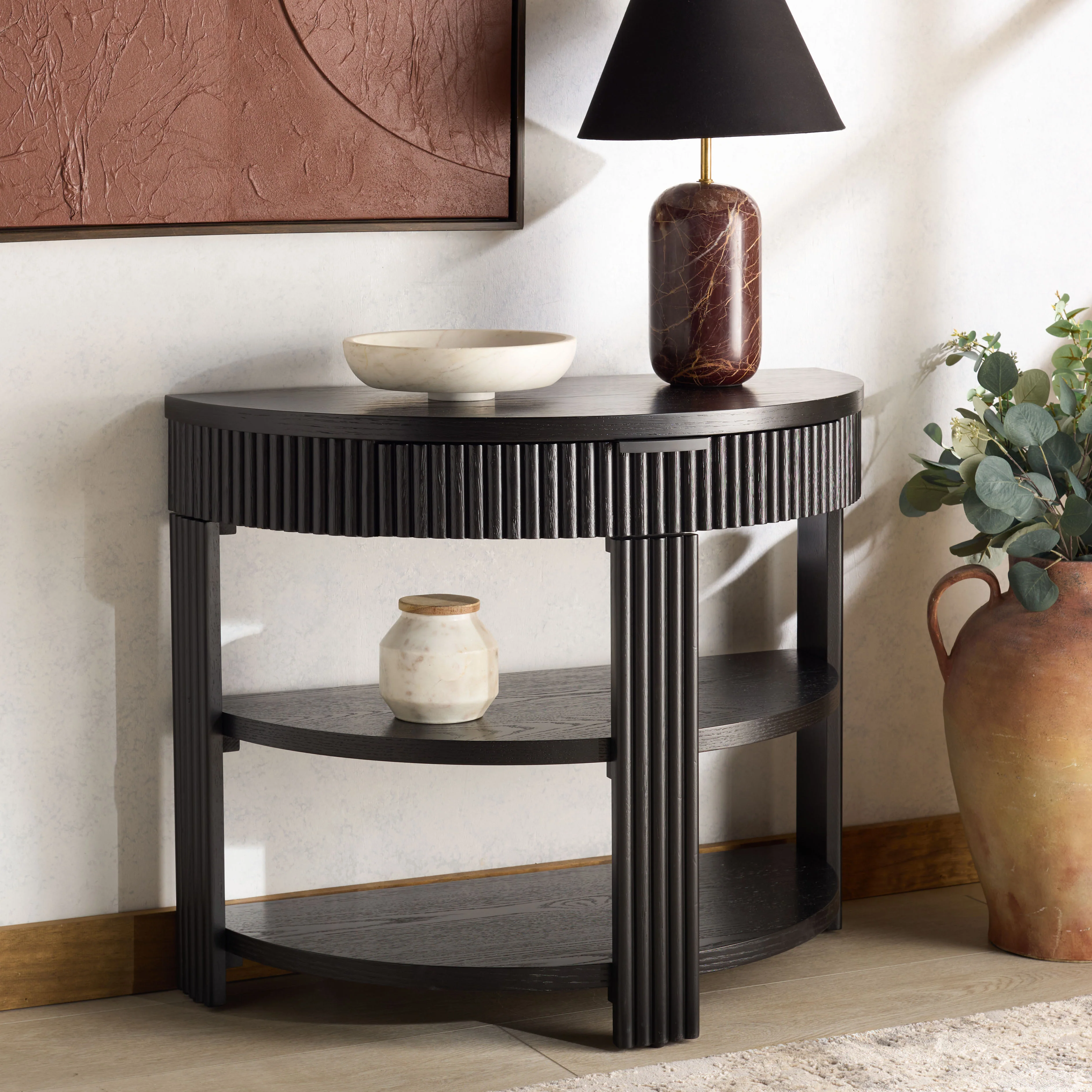 Shelbie Reeded Half Moon Console Table - Image 5