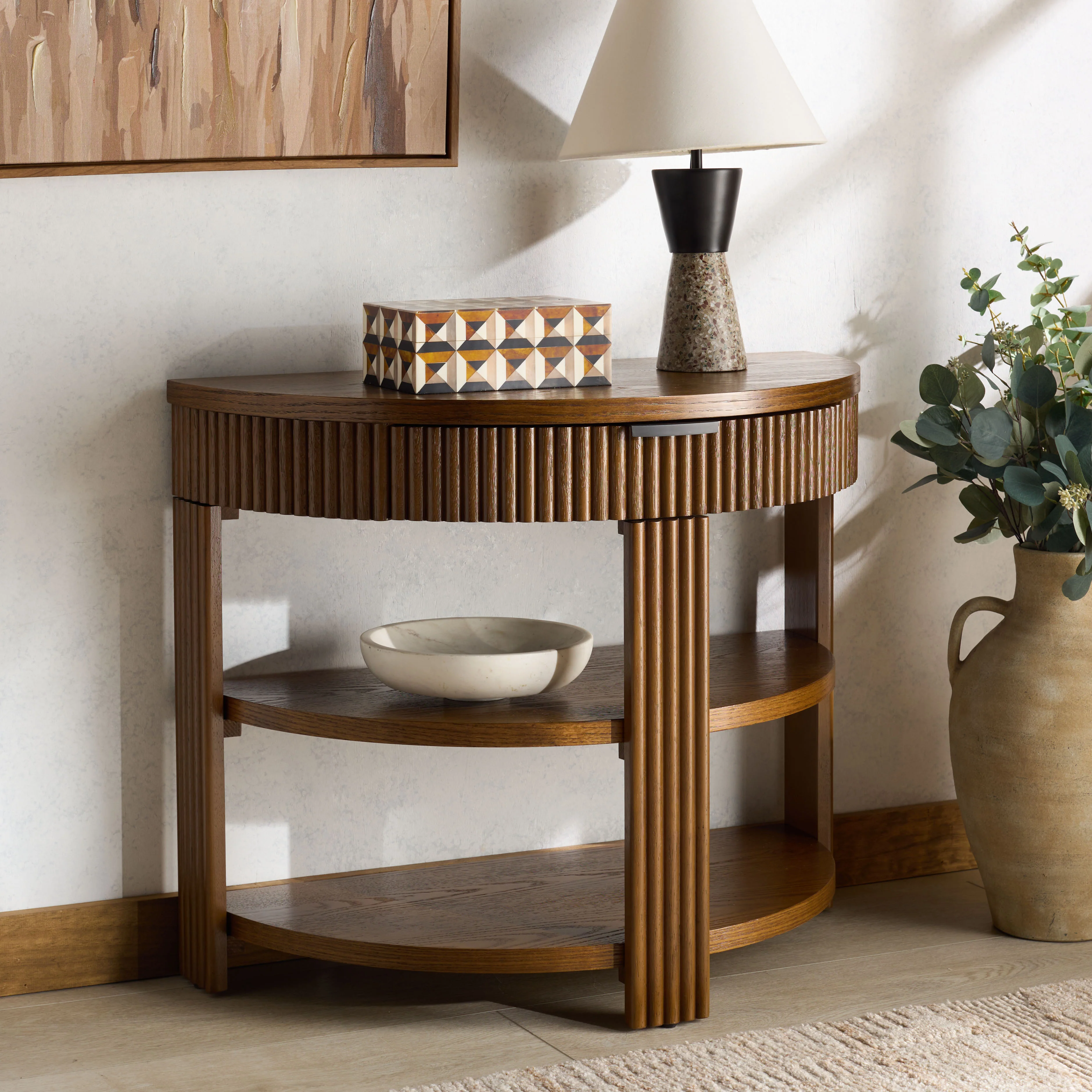 Shelbie Reeded Half Moon Console Table - Image 6