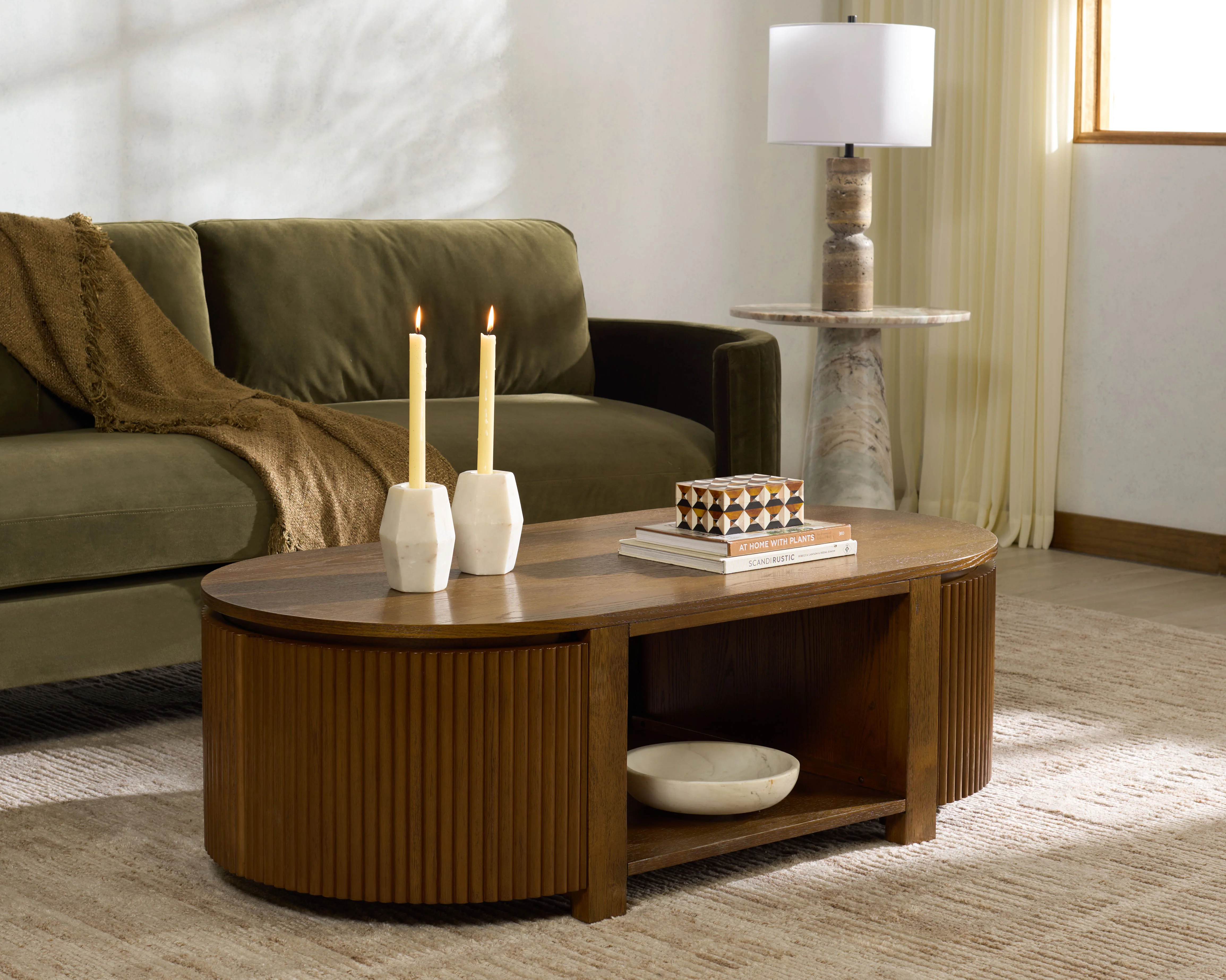 Shelbie Reeded Oval Coffee Table - Image 14