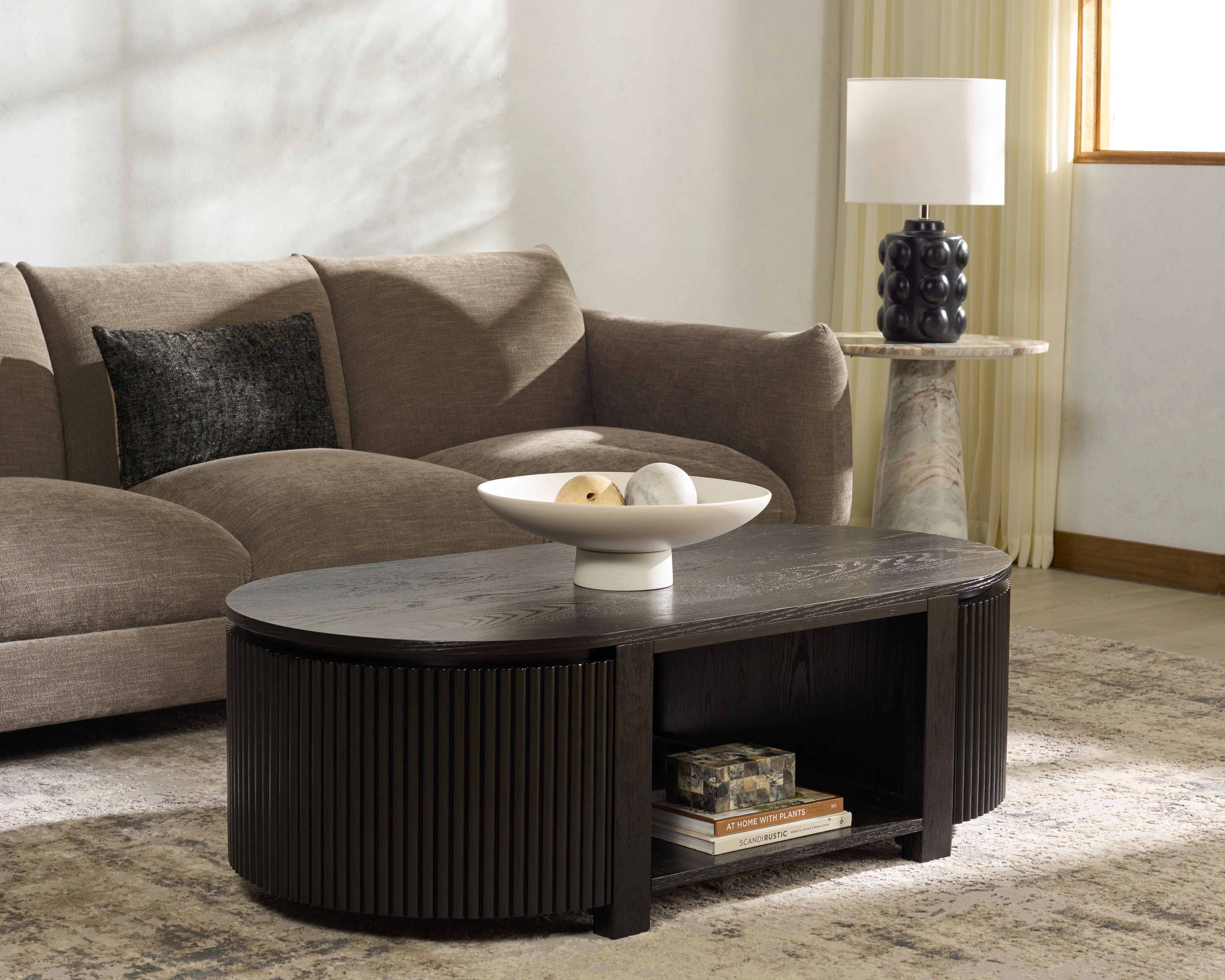 Shelbie Reeded Oval Coffee Table - Image 3