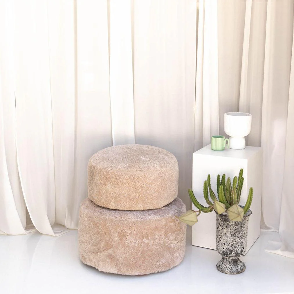 Shorn Curly Sheepskin Ottoman - Image 2