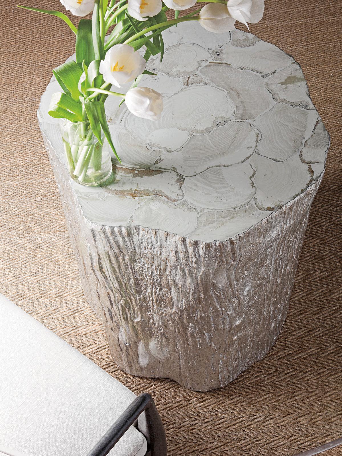 Signature Designs Trunk Segment Round Dining Table With Glass Top - Silver Leaf - Image 3