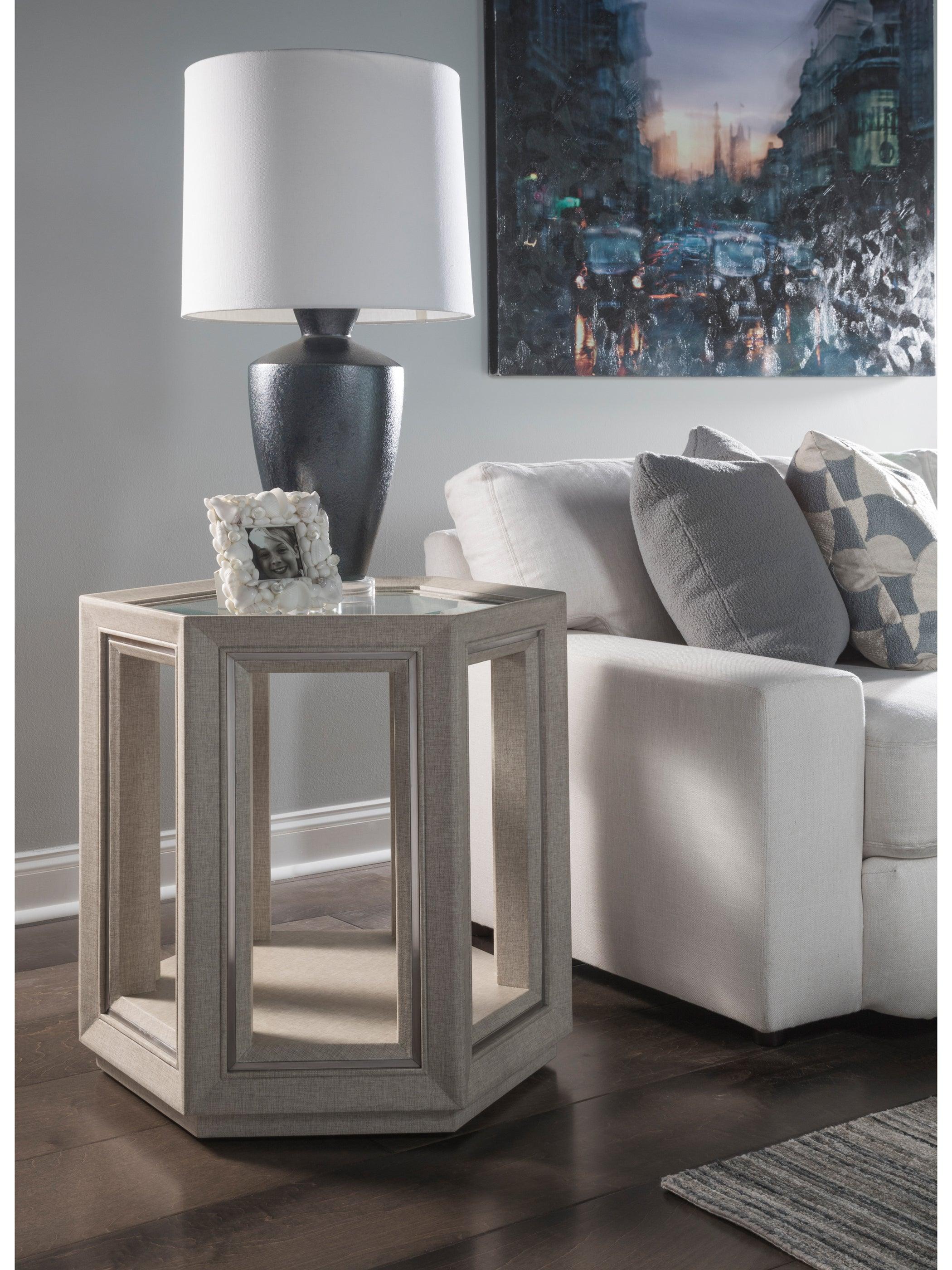Signature Designs Zeitgeist Linen Hexagonal End Table - Image 2