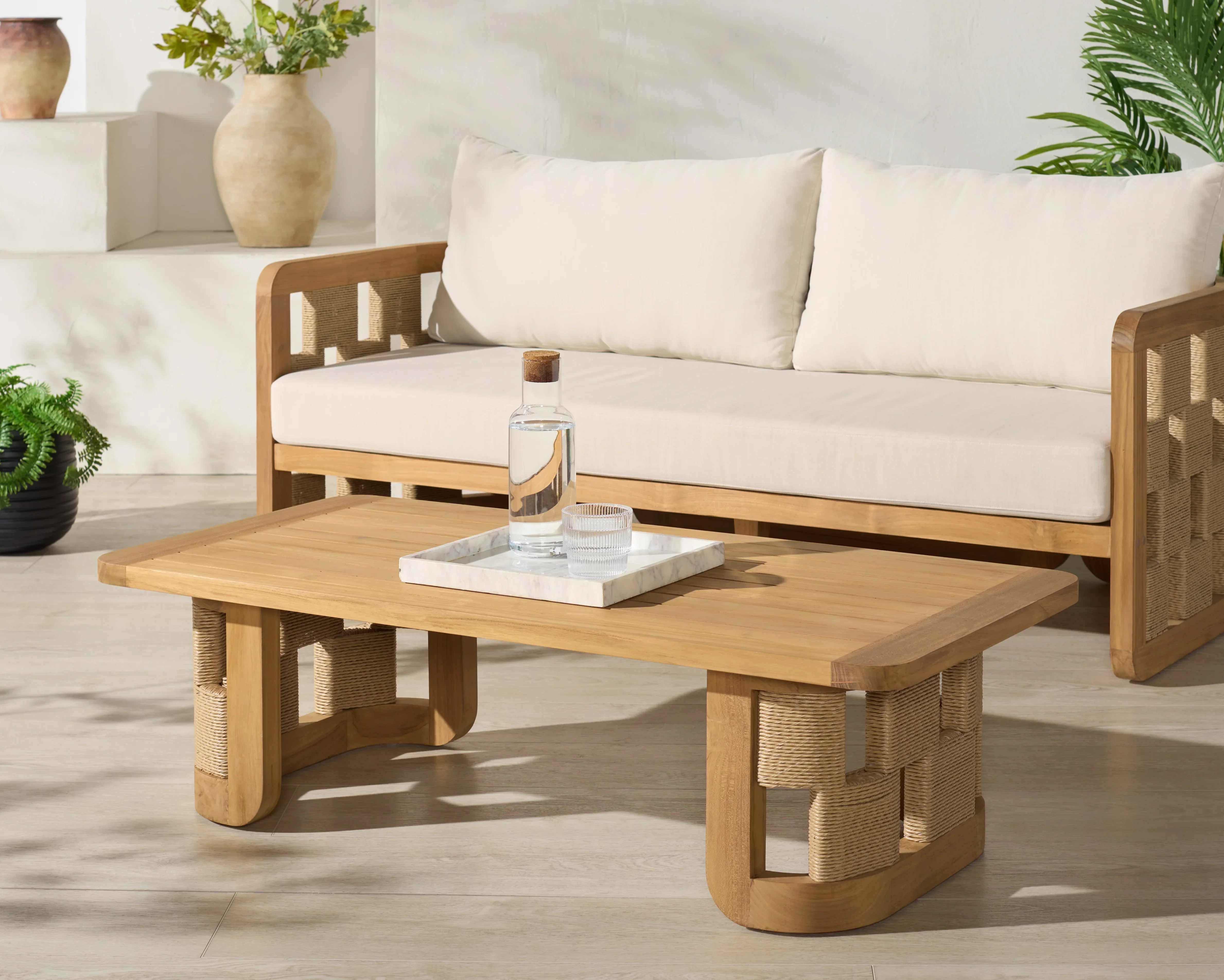 Skipper Teak And Hyacinth Outdoor Coffee Table - Image 2