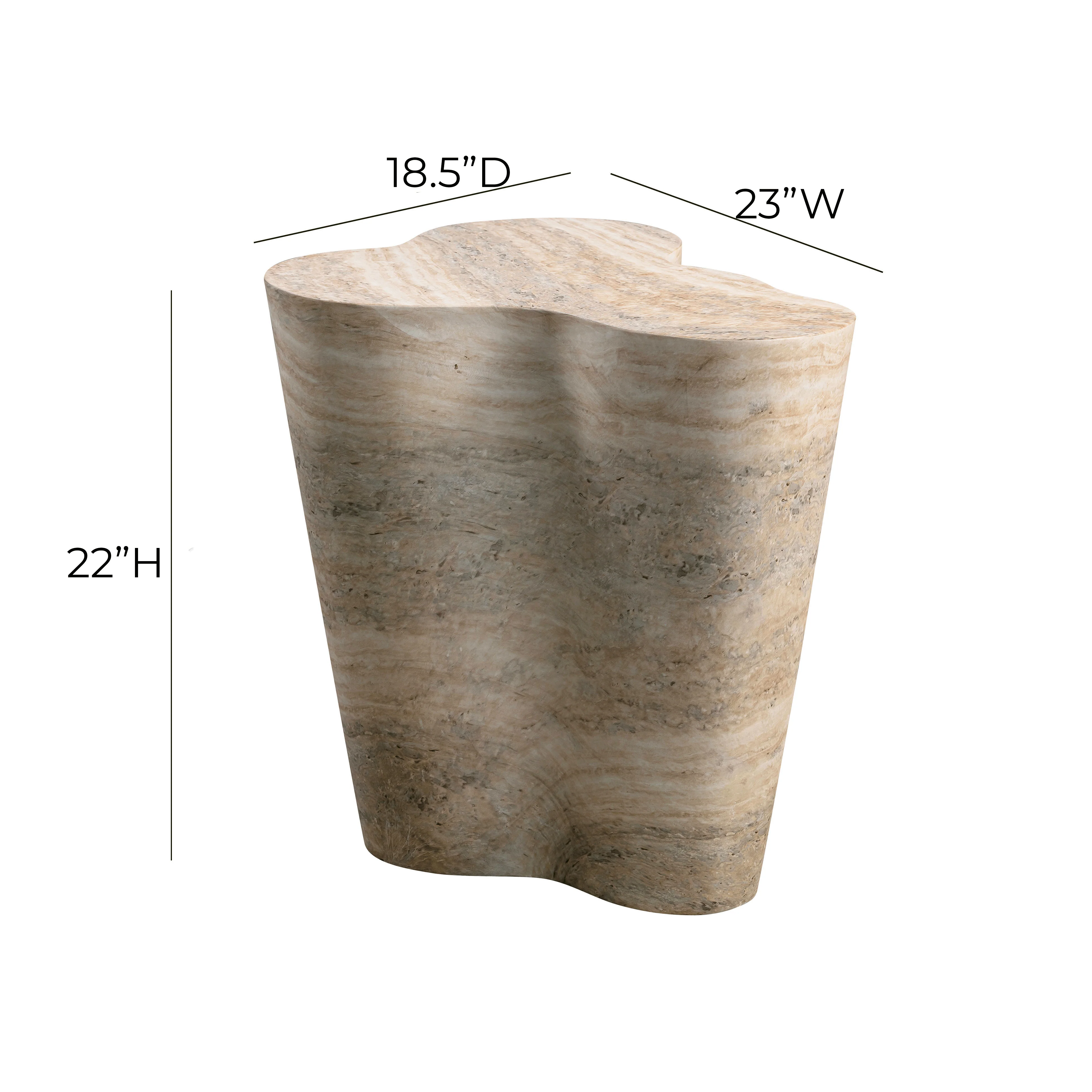 Slab Faux Travertine Tall Side Table - Image 7