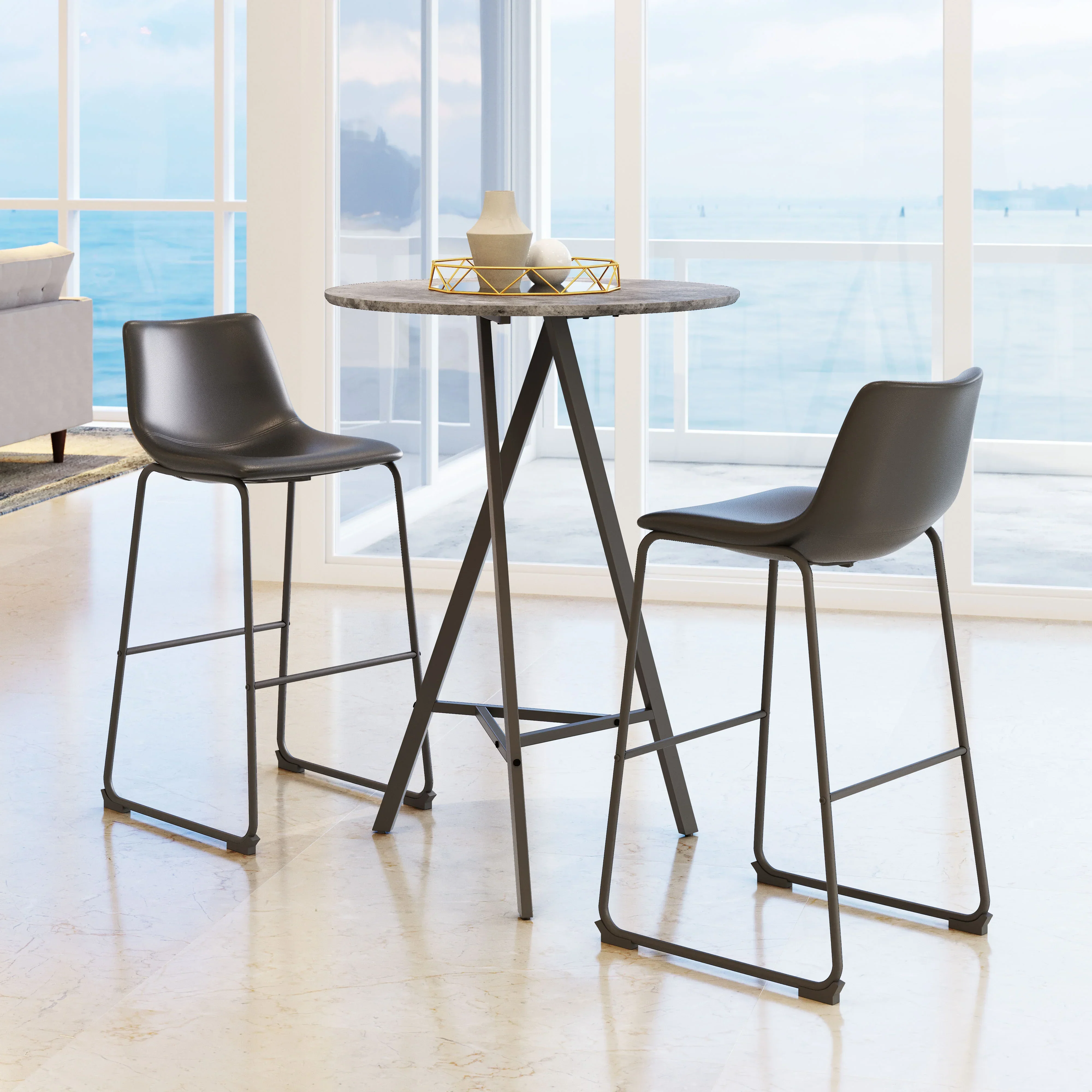 Smart Barstool (Set of 2) Black - Image 3