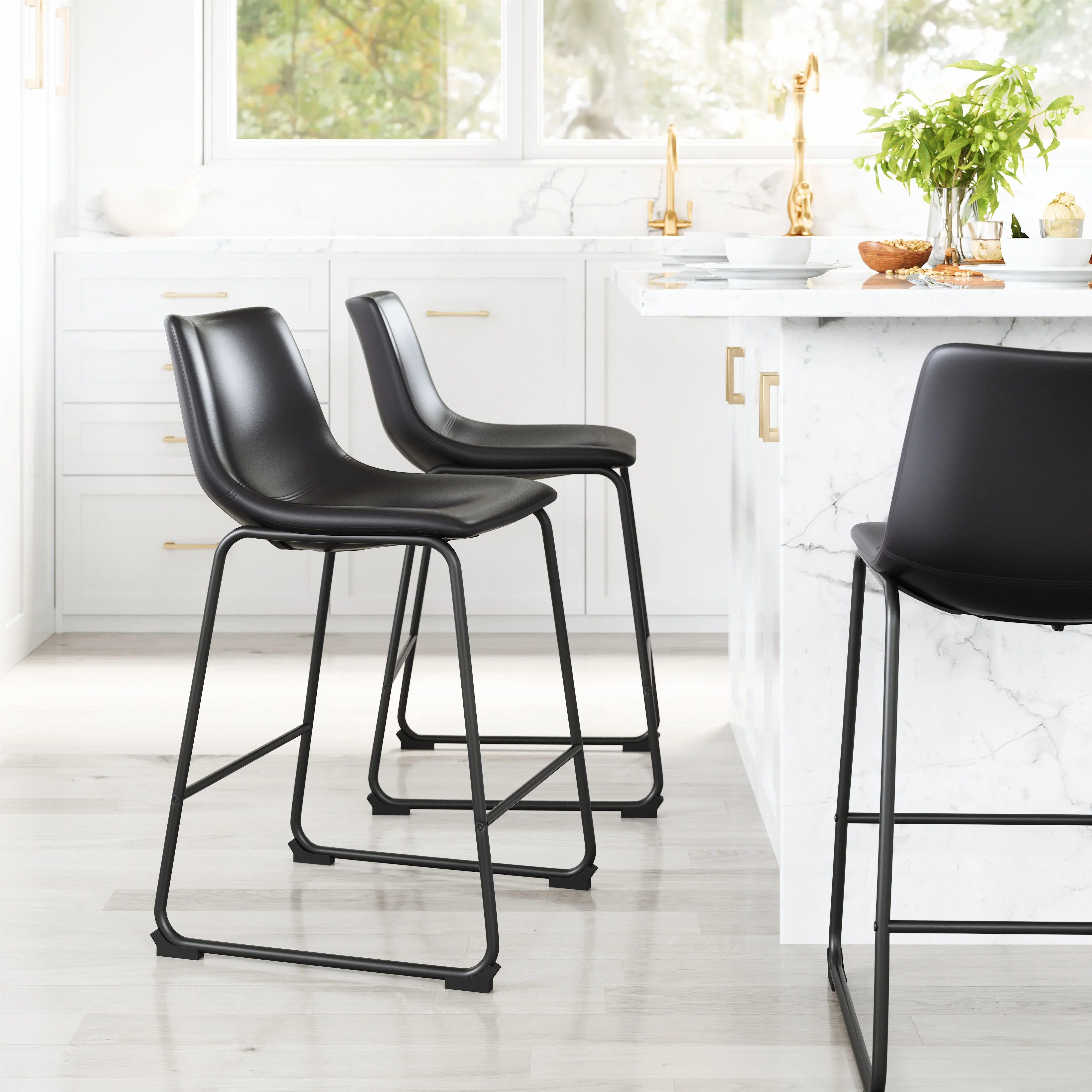 Smart Counter Stool (Set of 2) Black - Image 2