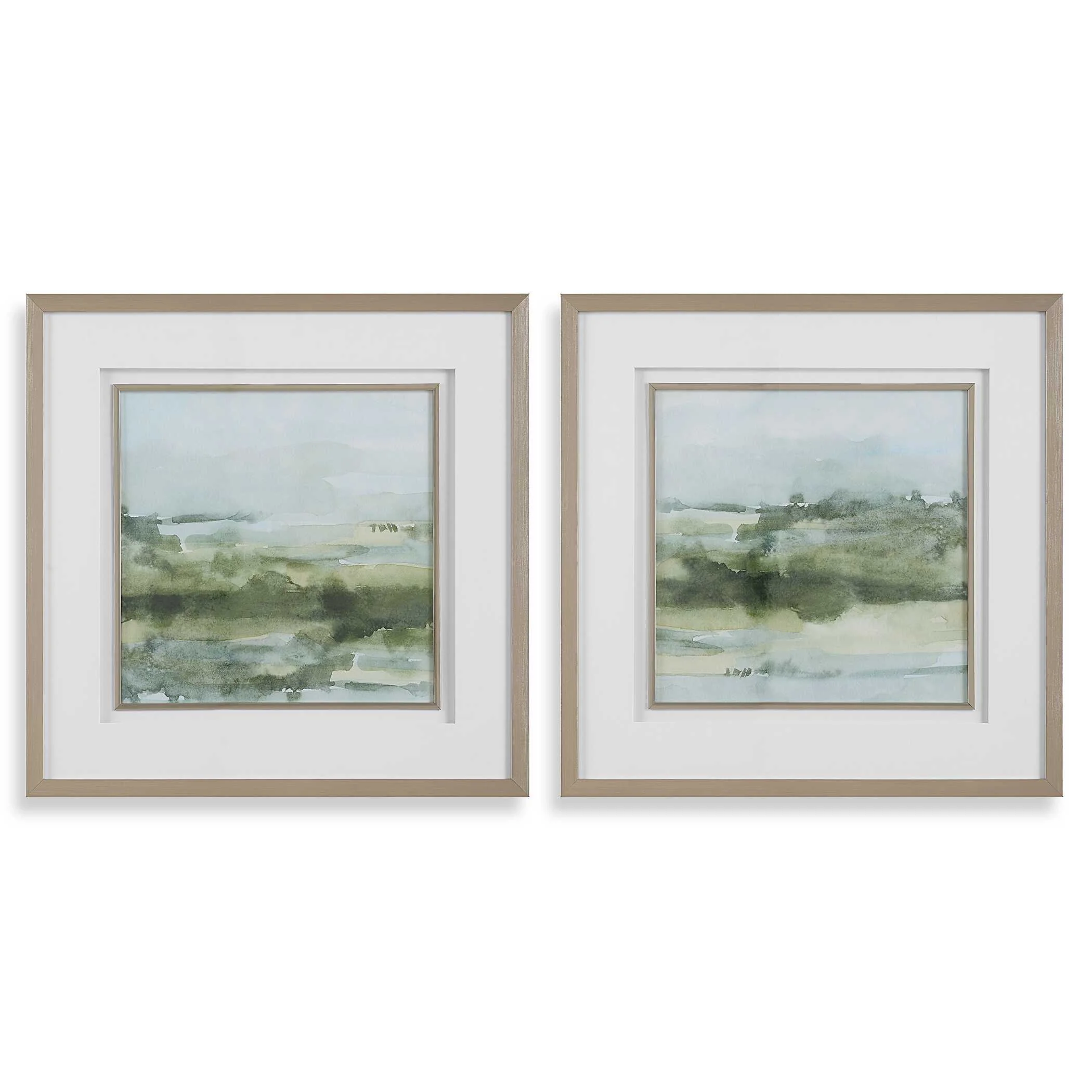 Soft Sage Abstract Landscape Prints - Set of 2