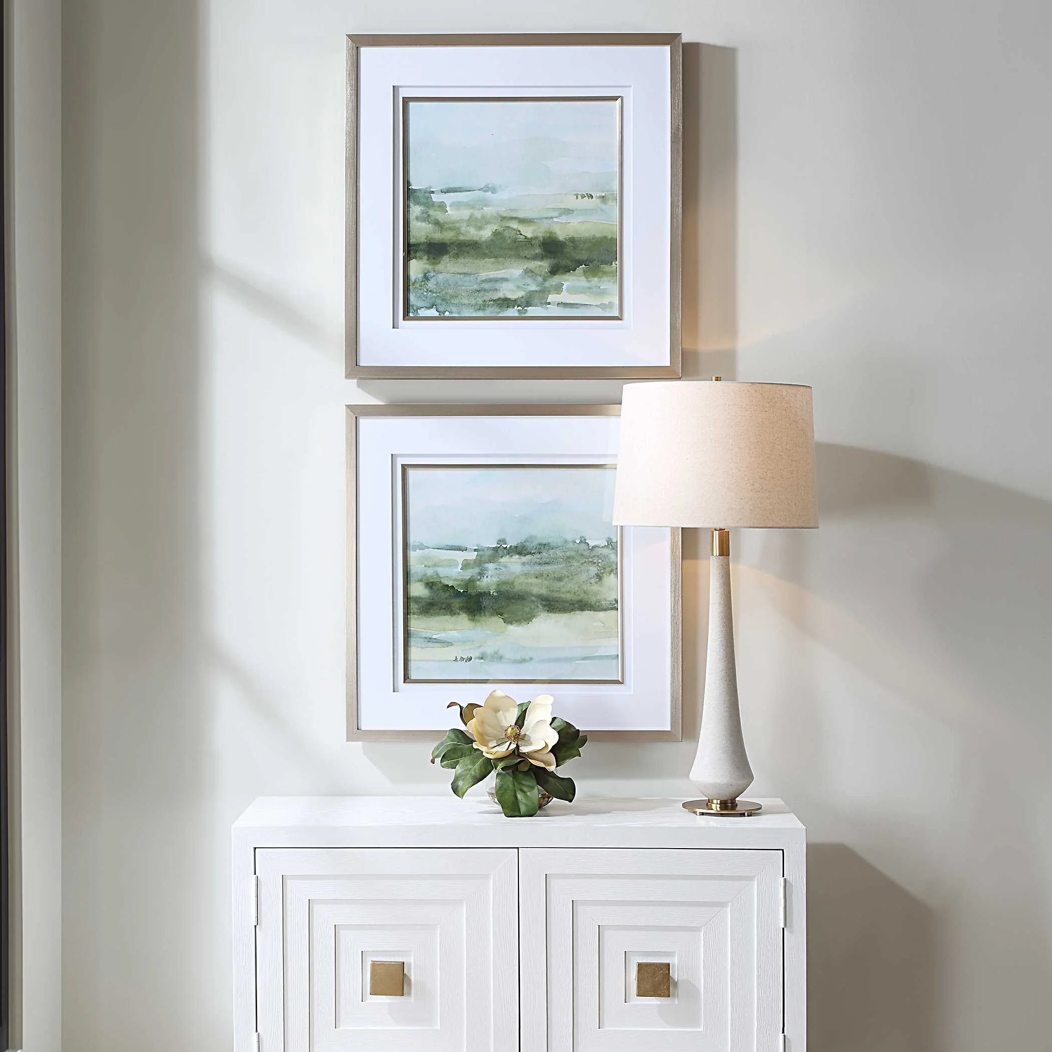 Soft Sage Abstract Landscape Prints - Set of 2 - Image 2