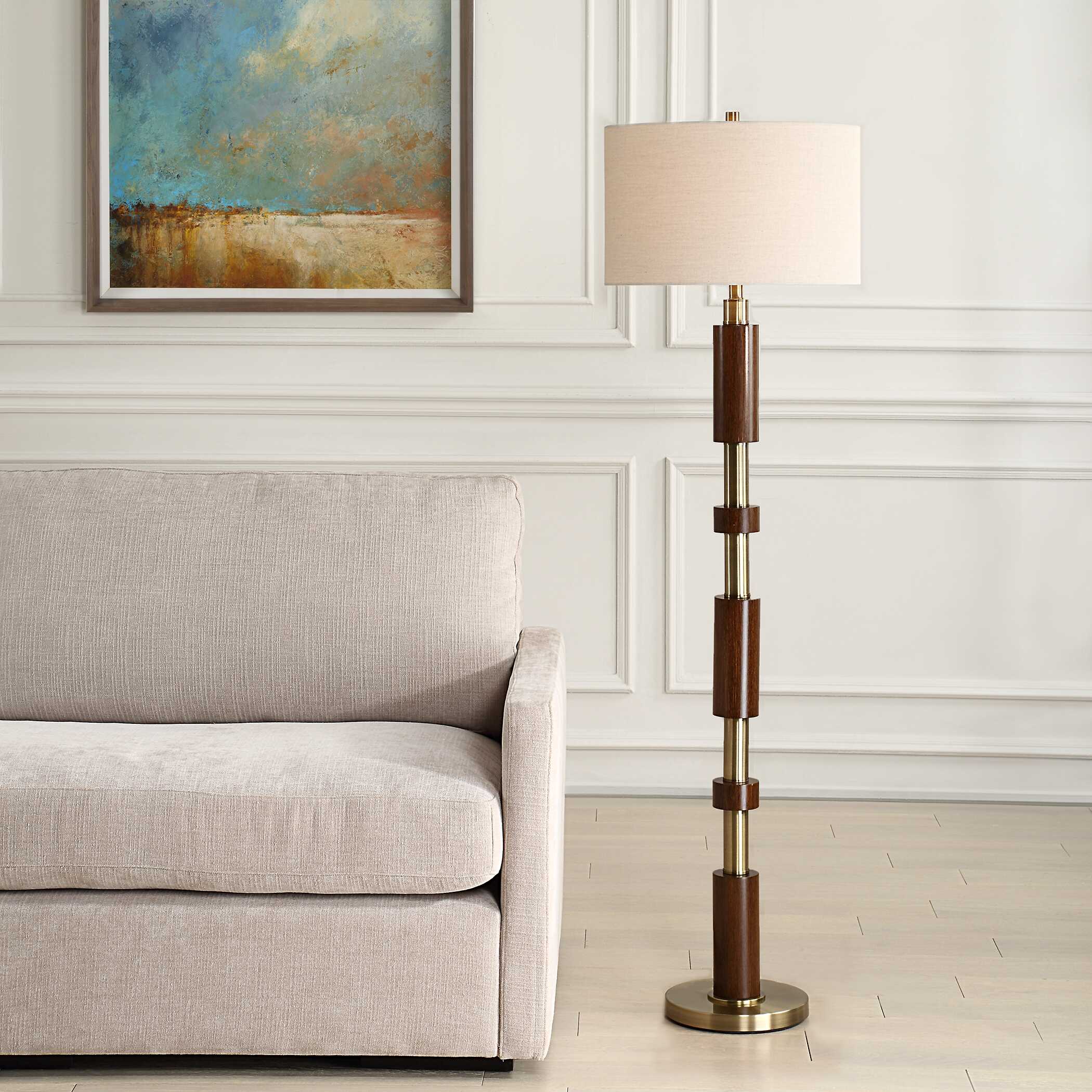Stacked Wooden Floor Lamp - Image 2