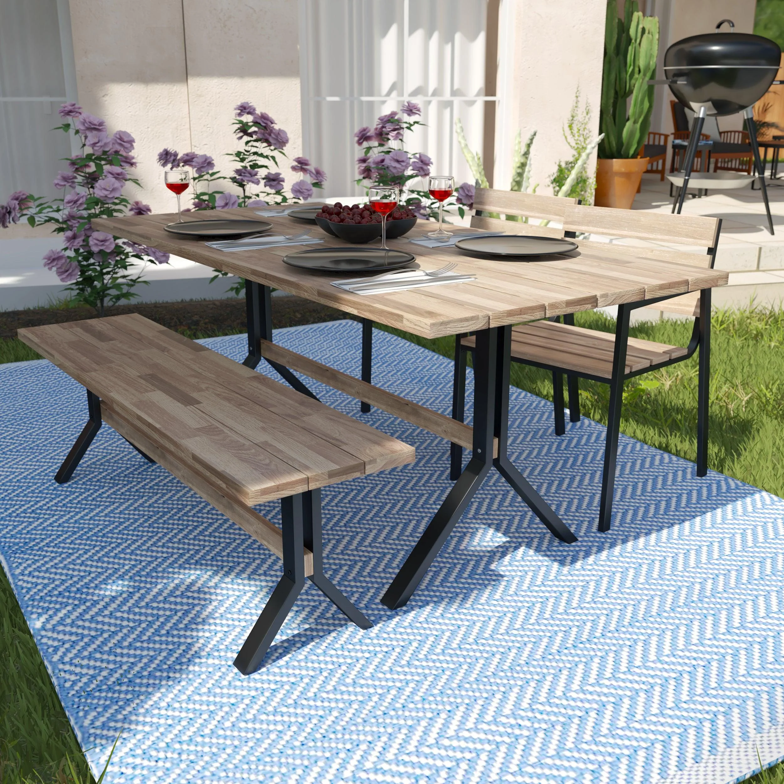 Standlake Slatted Outdoor Dining Table - Image 2