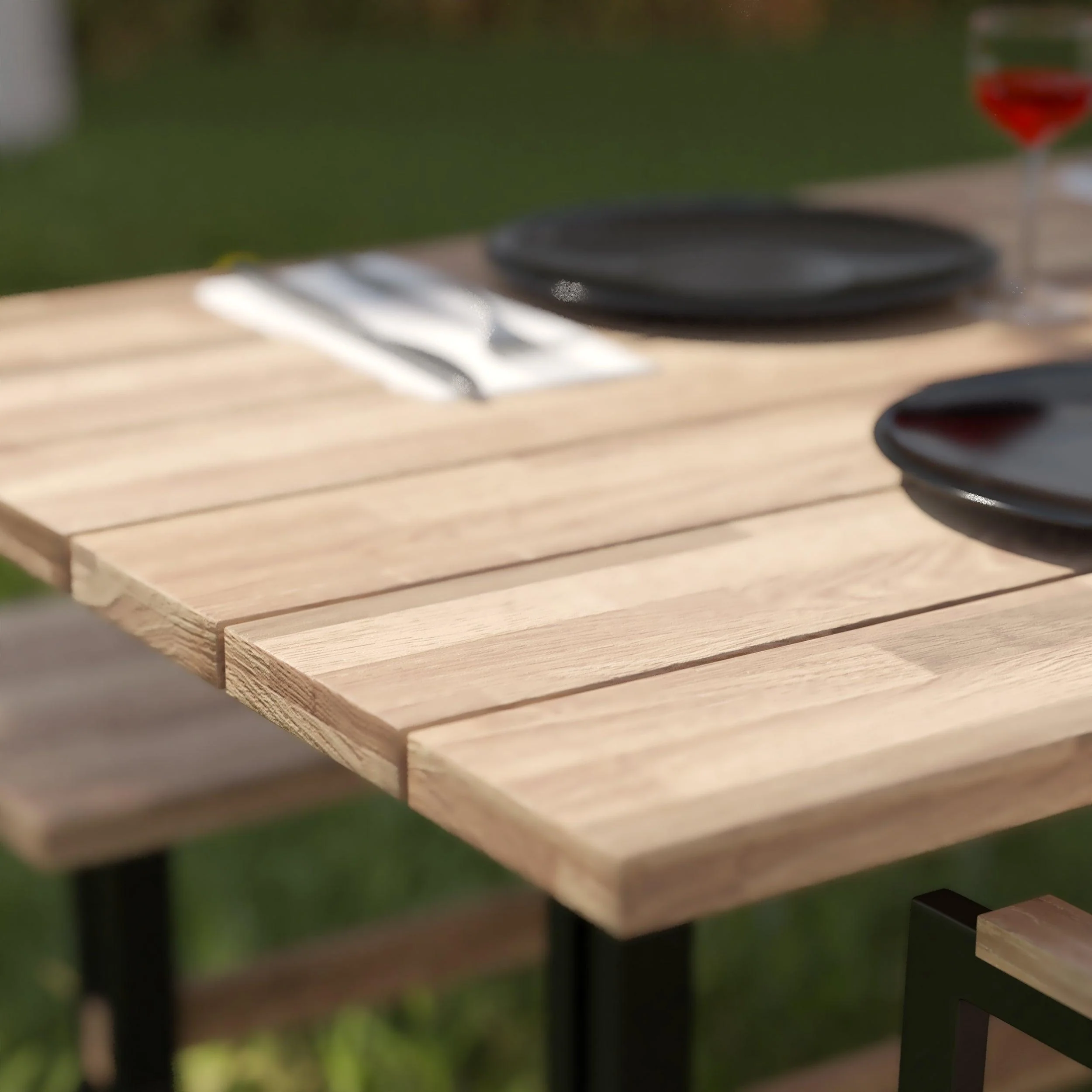 Standlake Slatted Outdoor Dining Table - Image 5