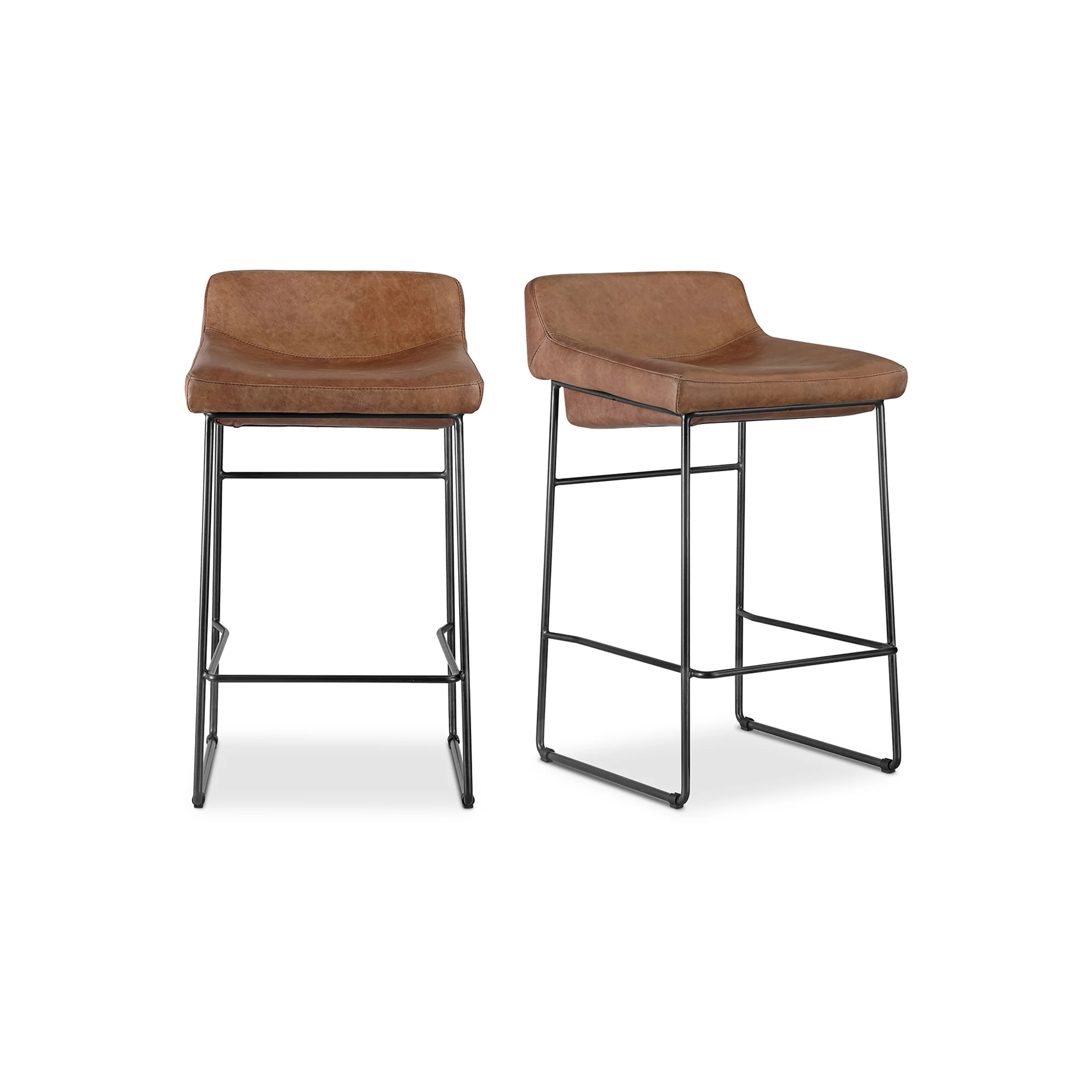 Starlet Counter Stool Open Road Brown Leather - Set Of Two - Image 3