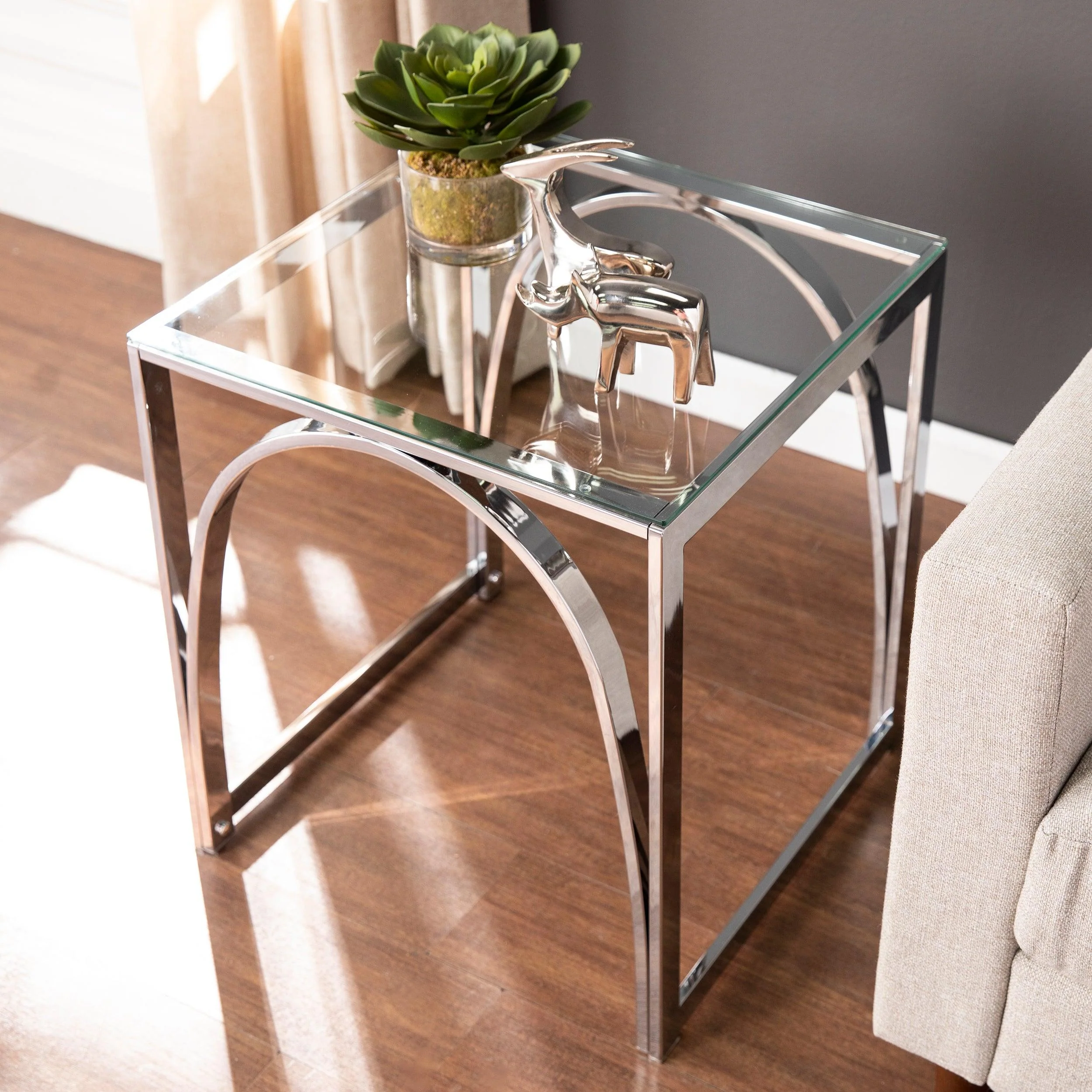 Stevenly Square Glass-Top End Table - Image 6