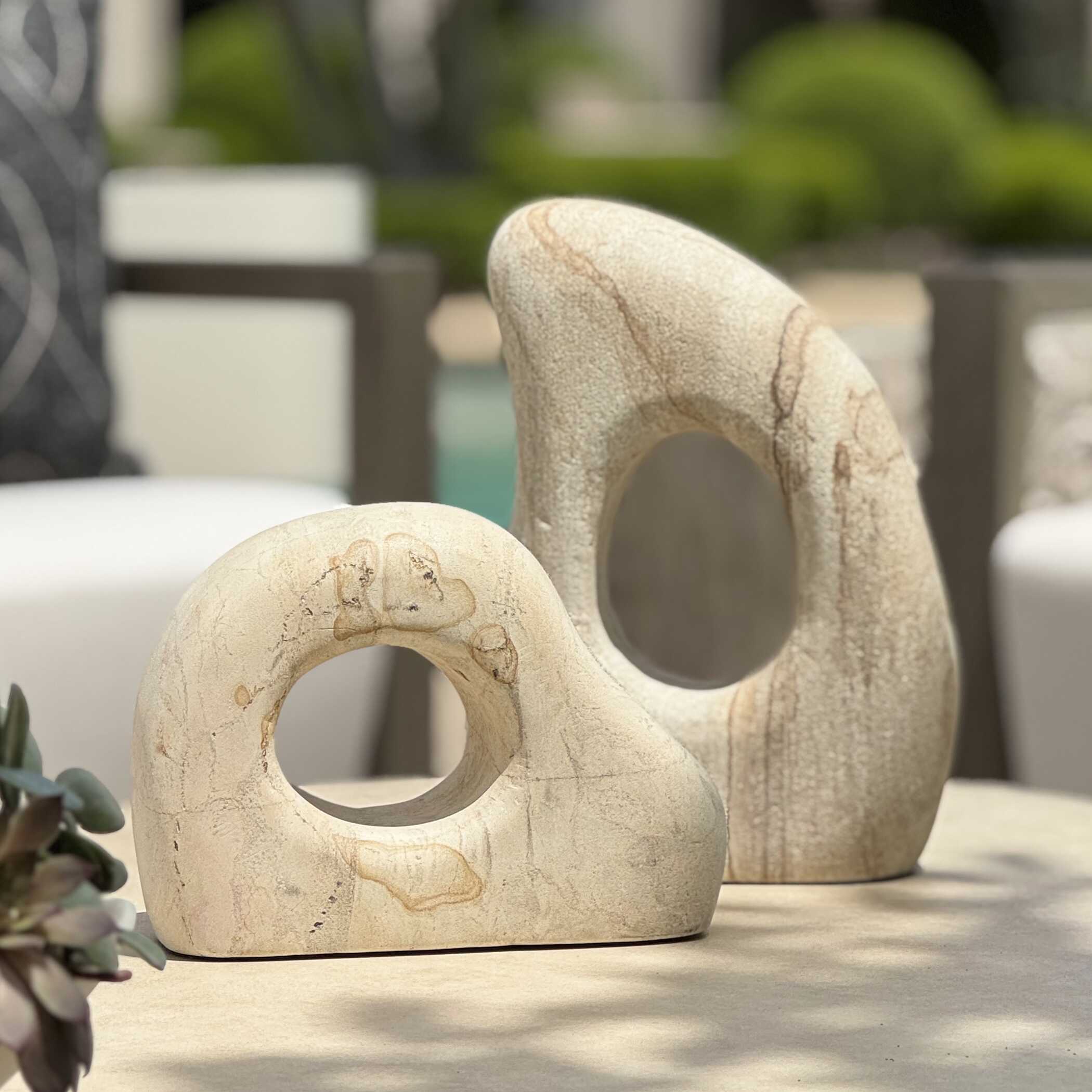 Stone Flow Outdoor Sculptures - Set of 2 - Image 2