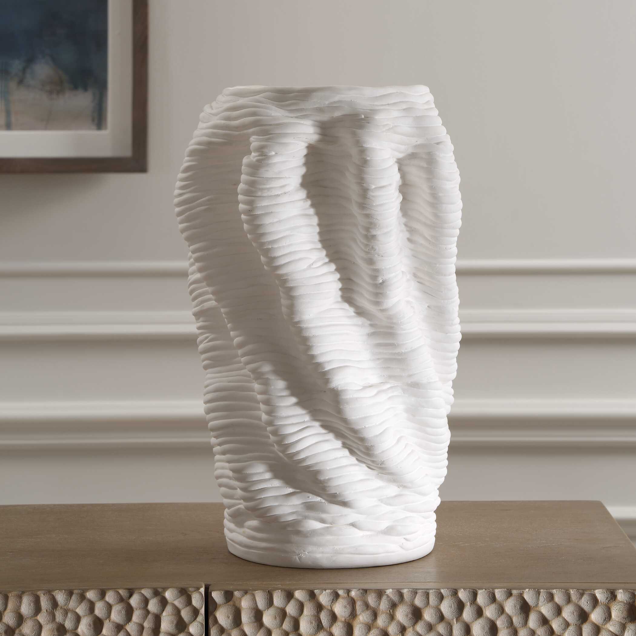 Stratified Matte White Vase - Image 3