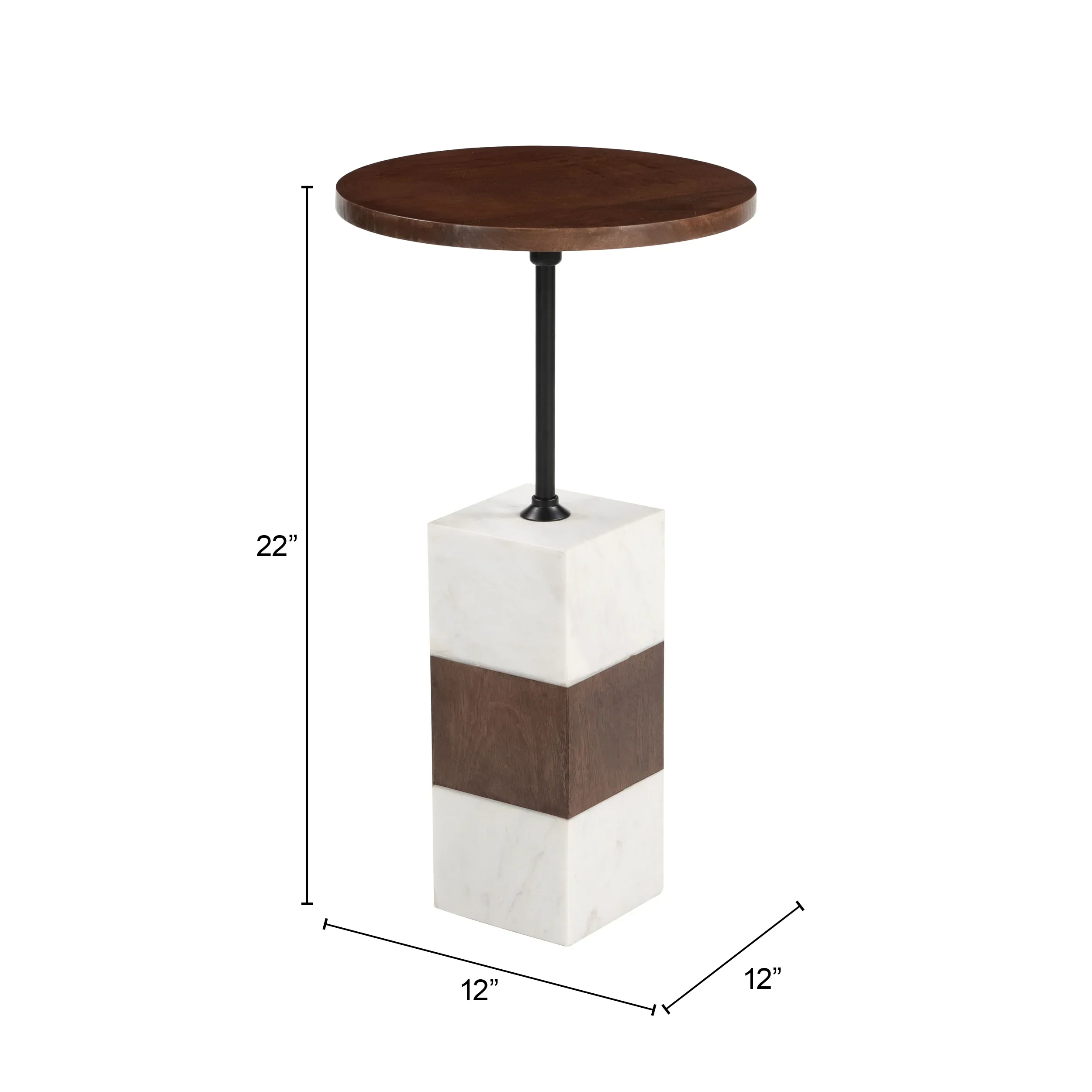 Stuk Side Table Brown & White - Image 3