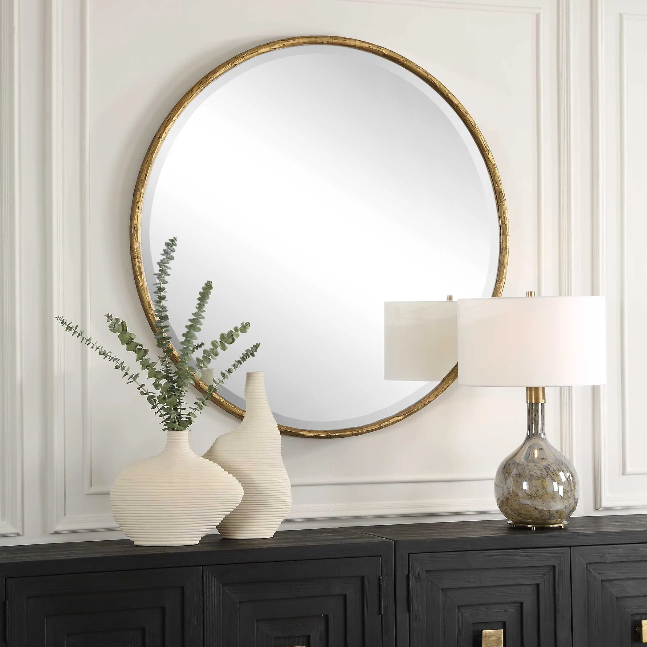 Sutton Aged Gold Round Mirror - Image 3