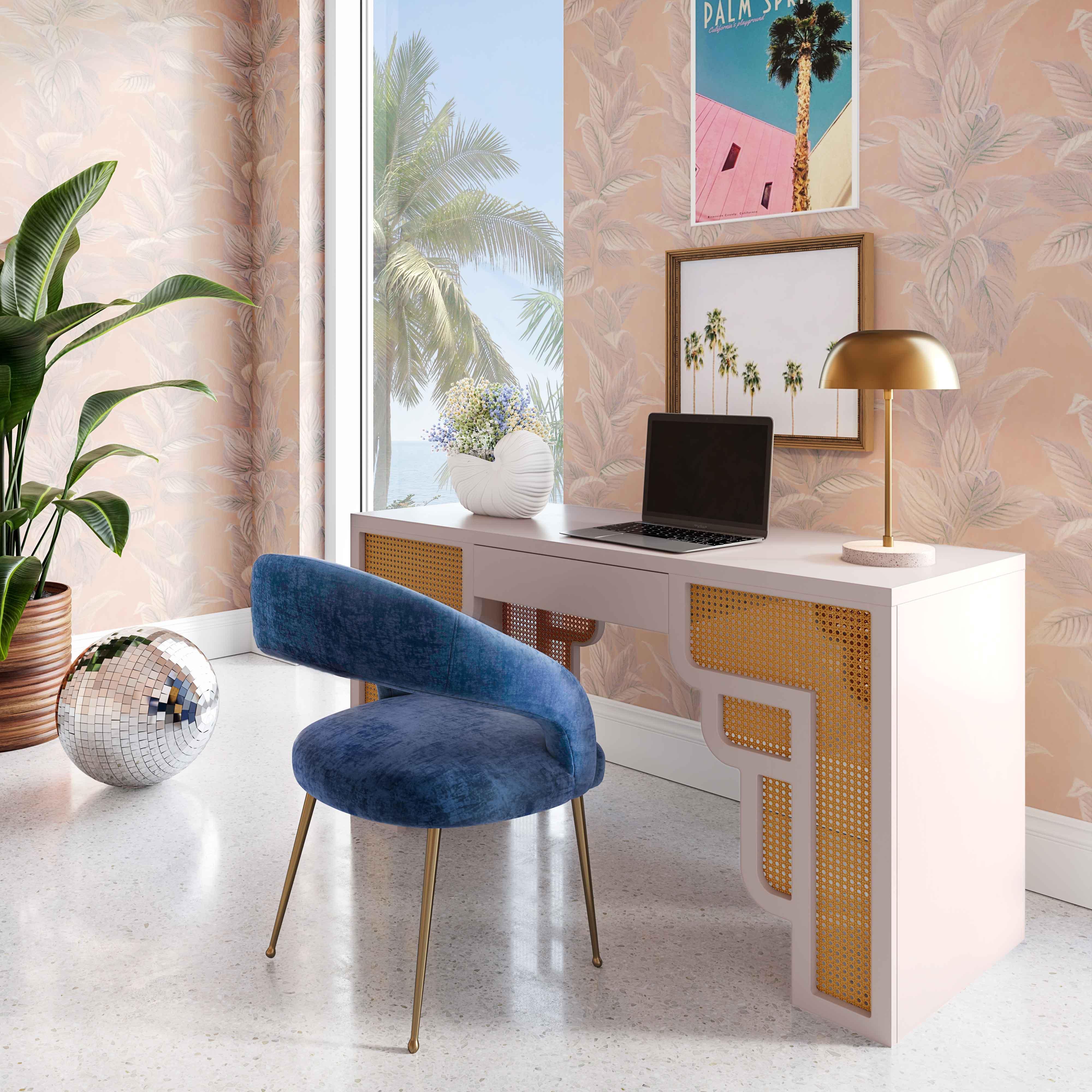 Suzie Cream & Rattan Executive Desk - Image 9