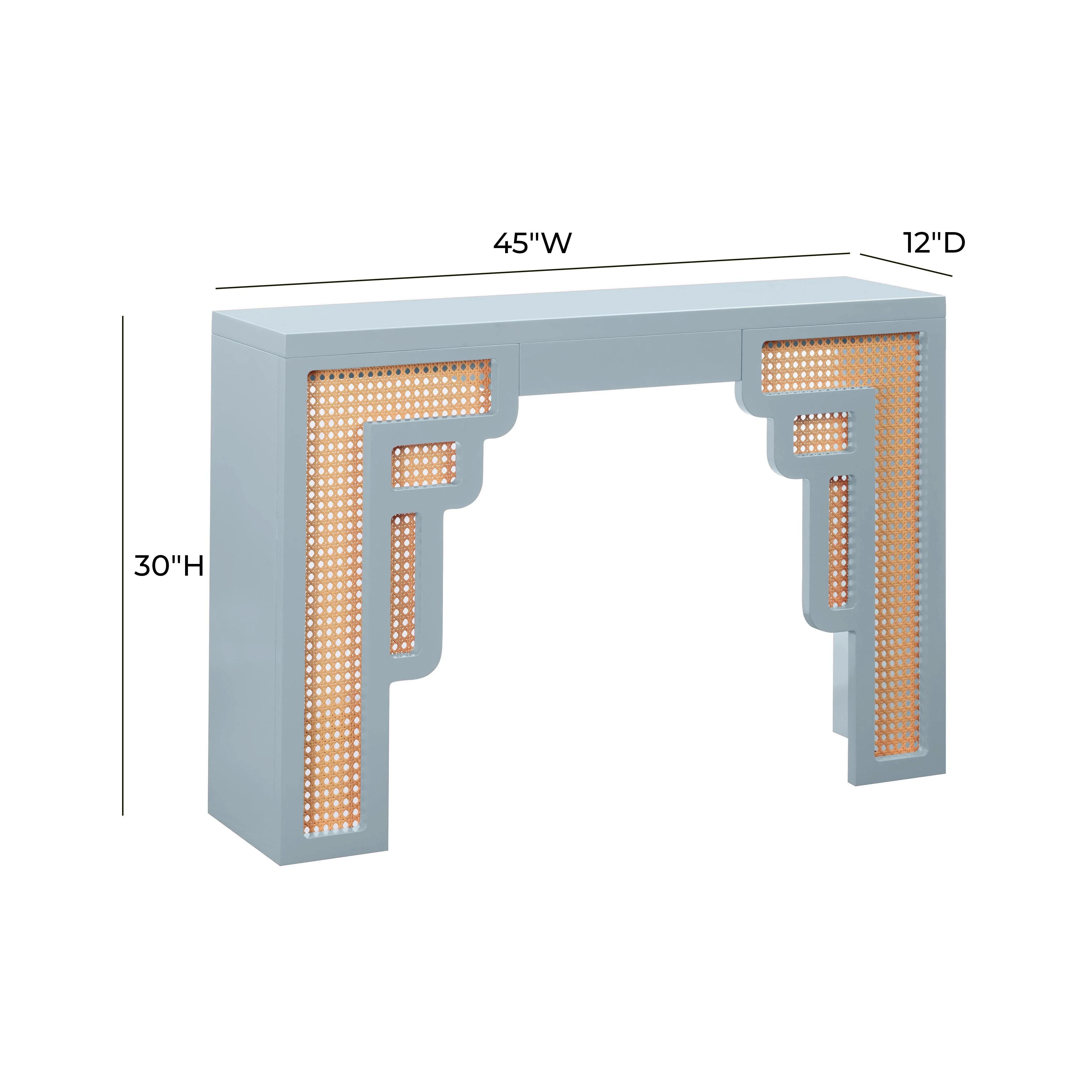 Suzie Pastel Blue & Rattan Console Table - Image 6